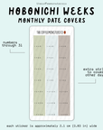 2025 Hobonichi Weeks Monthly Date Covers