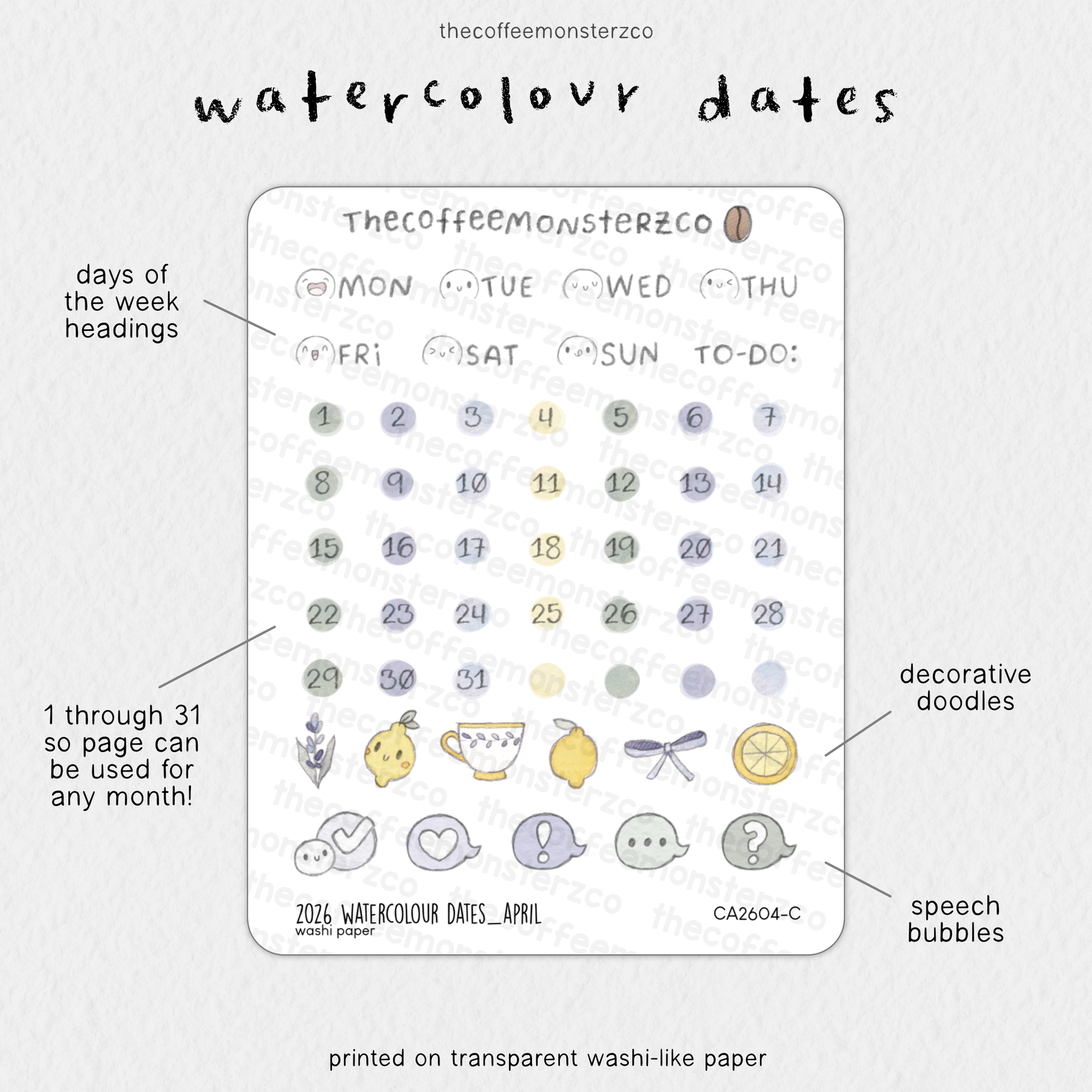 2026 Watercolour Dates