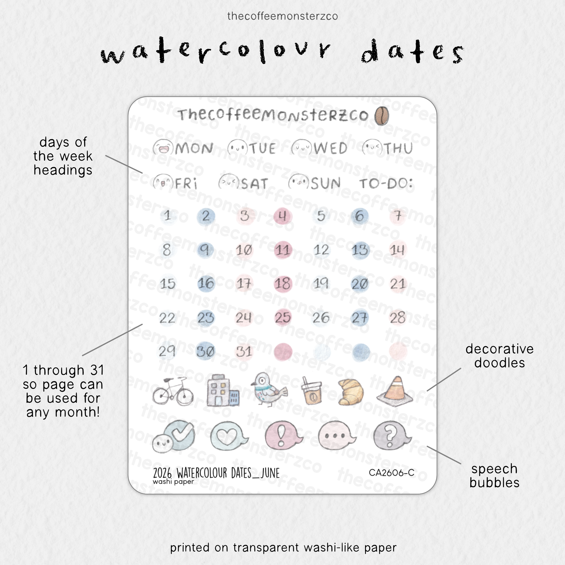 2026 Watercolour Dates