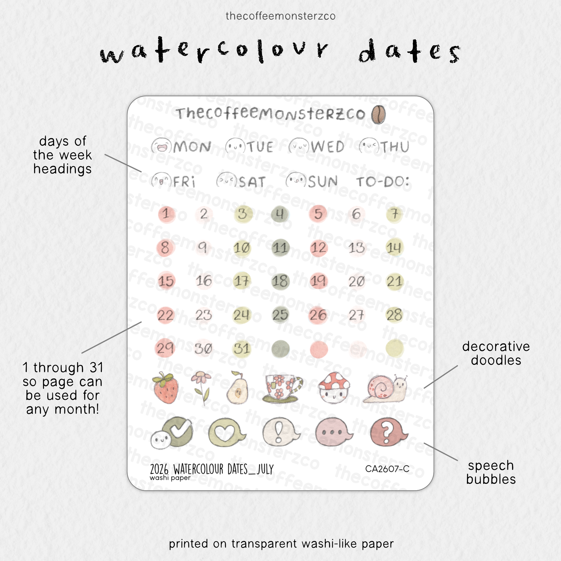 2026 Watercolour Dates