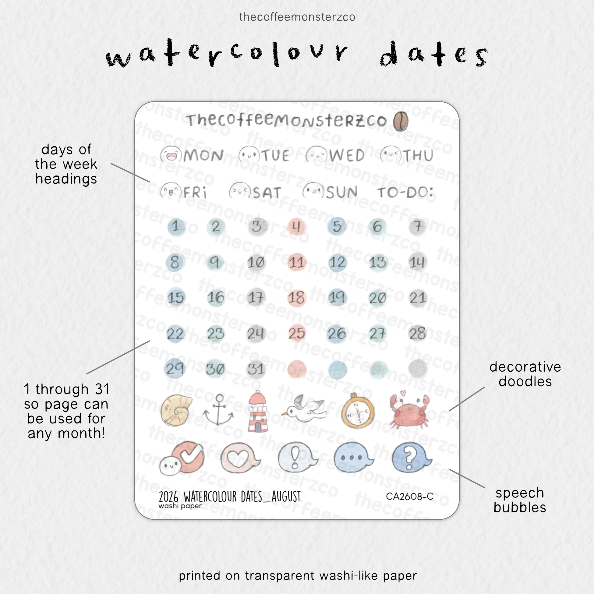 2026 Watercolour Dates