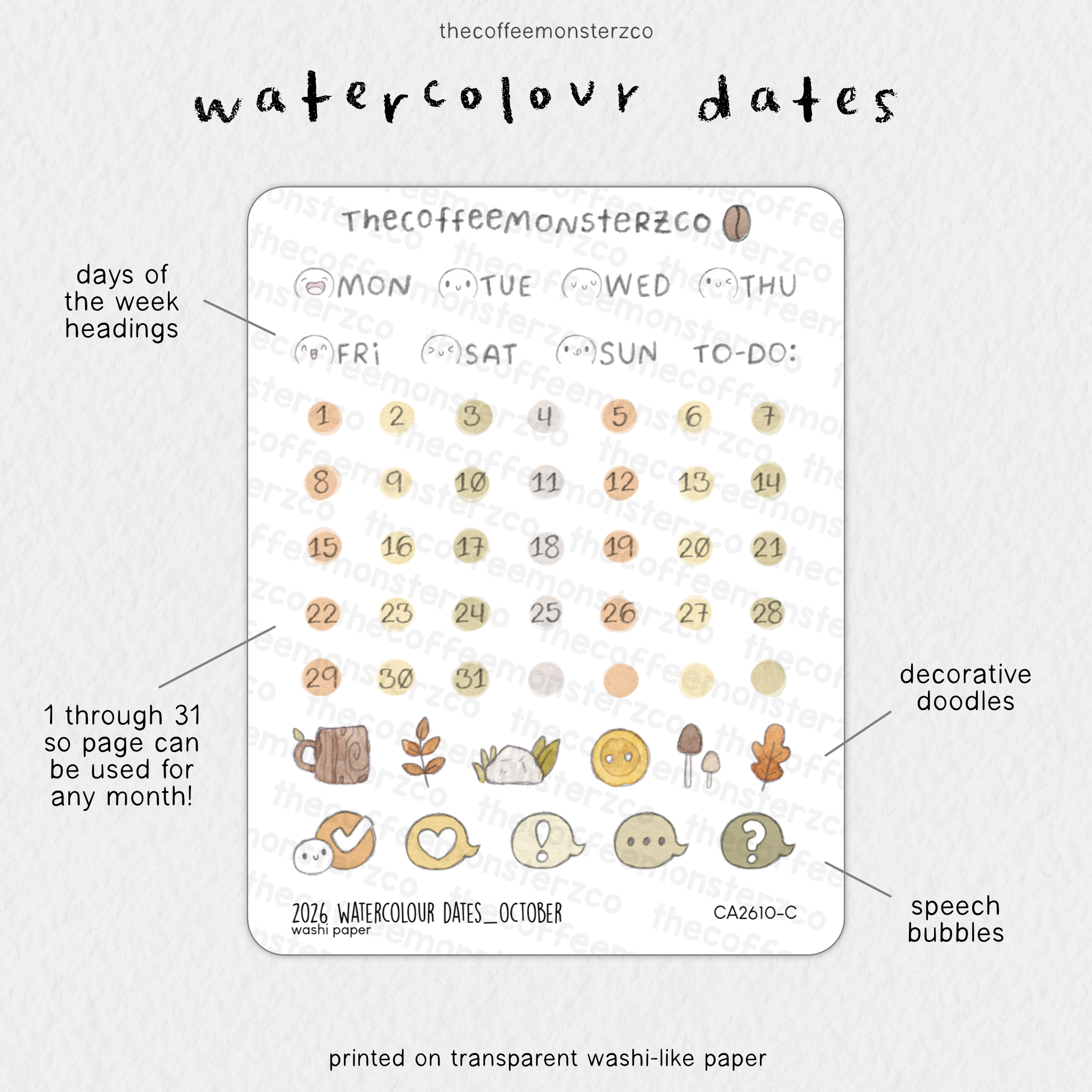 2026 Watercolour Dates