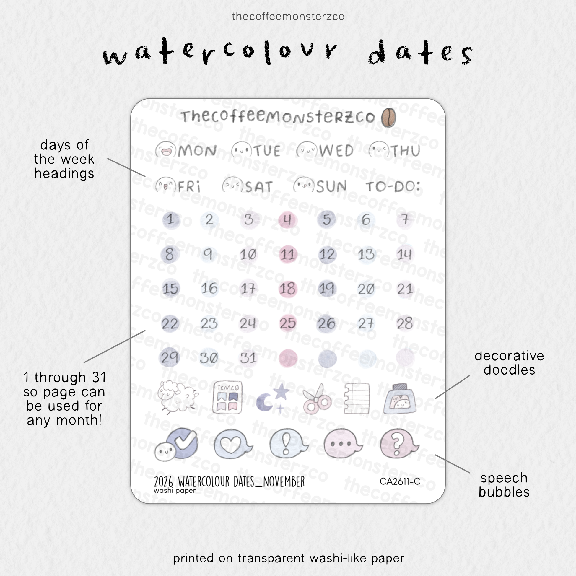 2026 Watercolour Dates