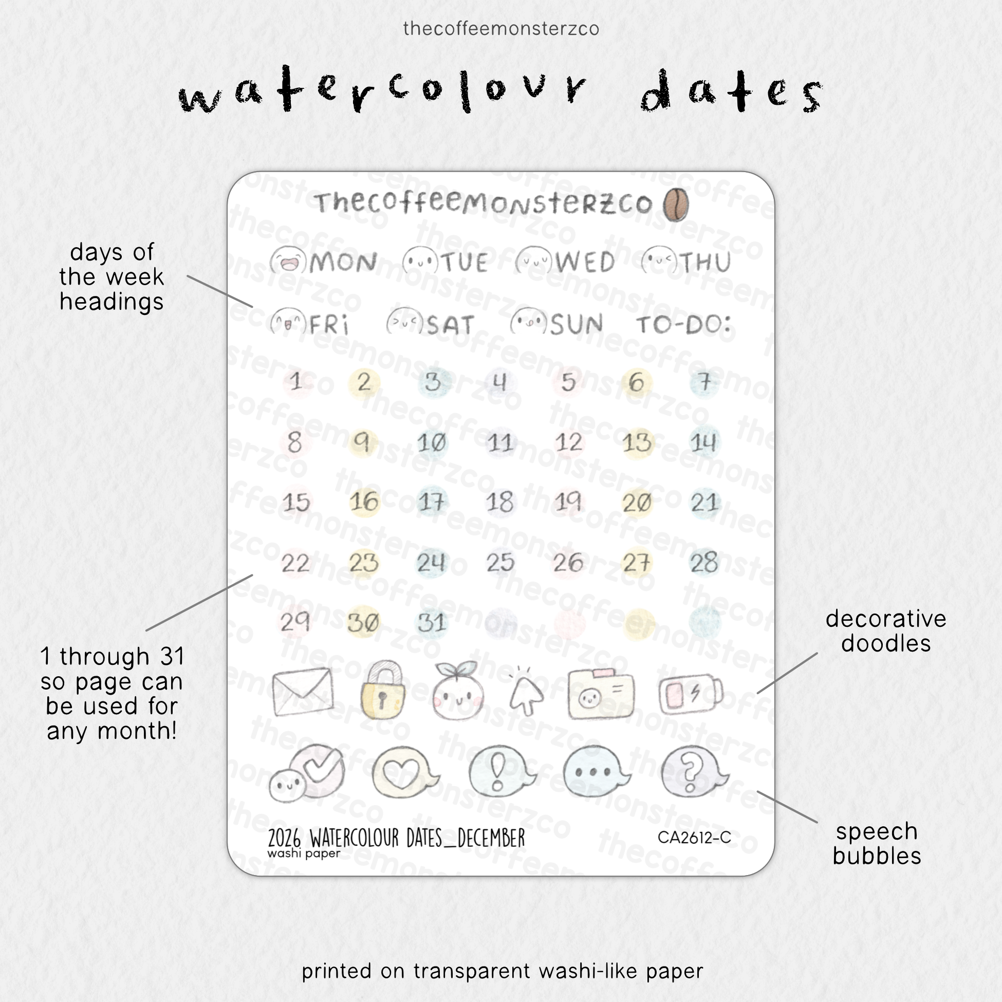 2026 Watercolour Dates