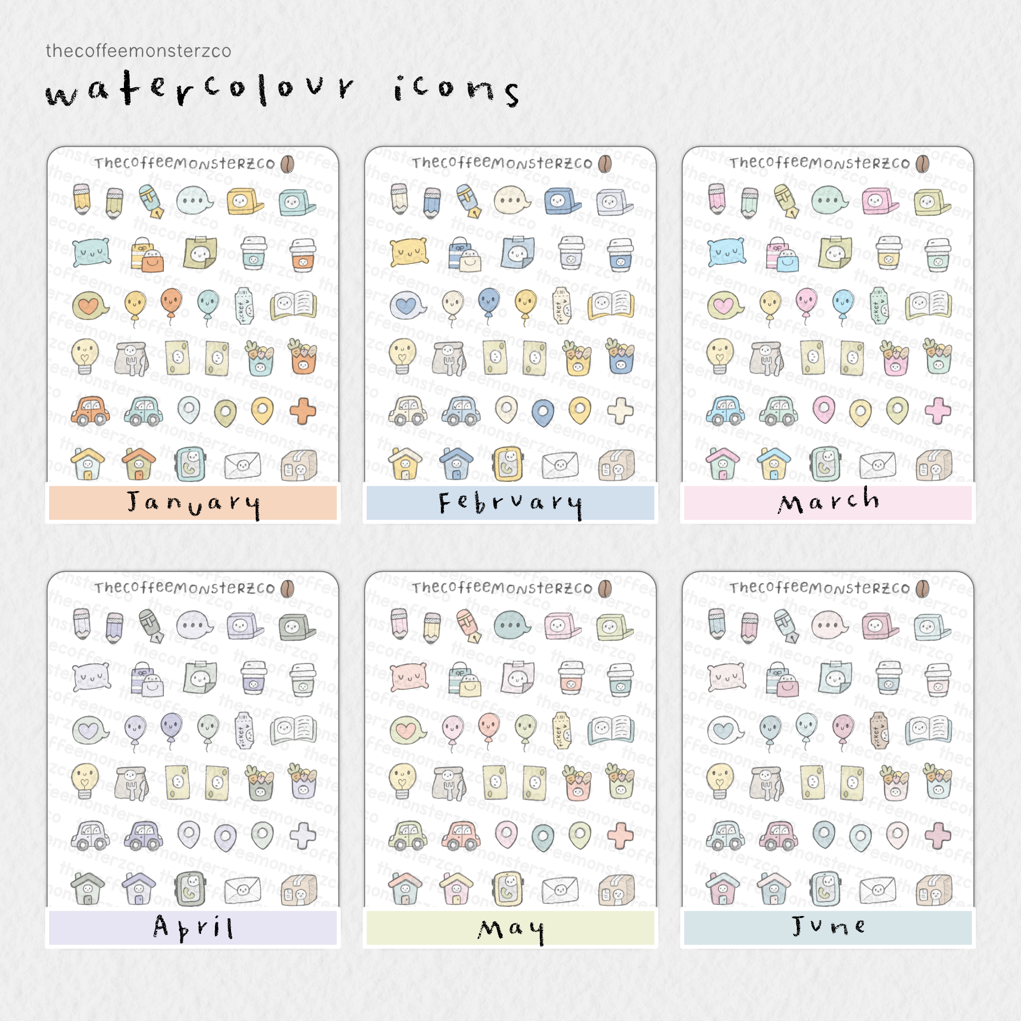 2026 Watercolour Icons