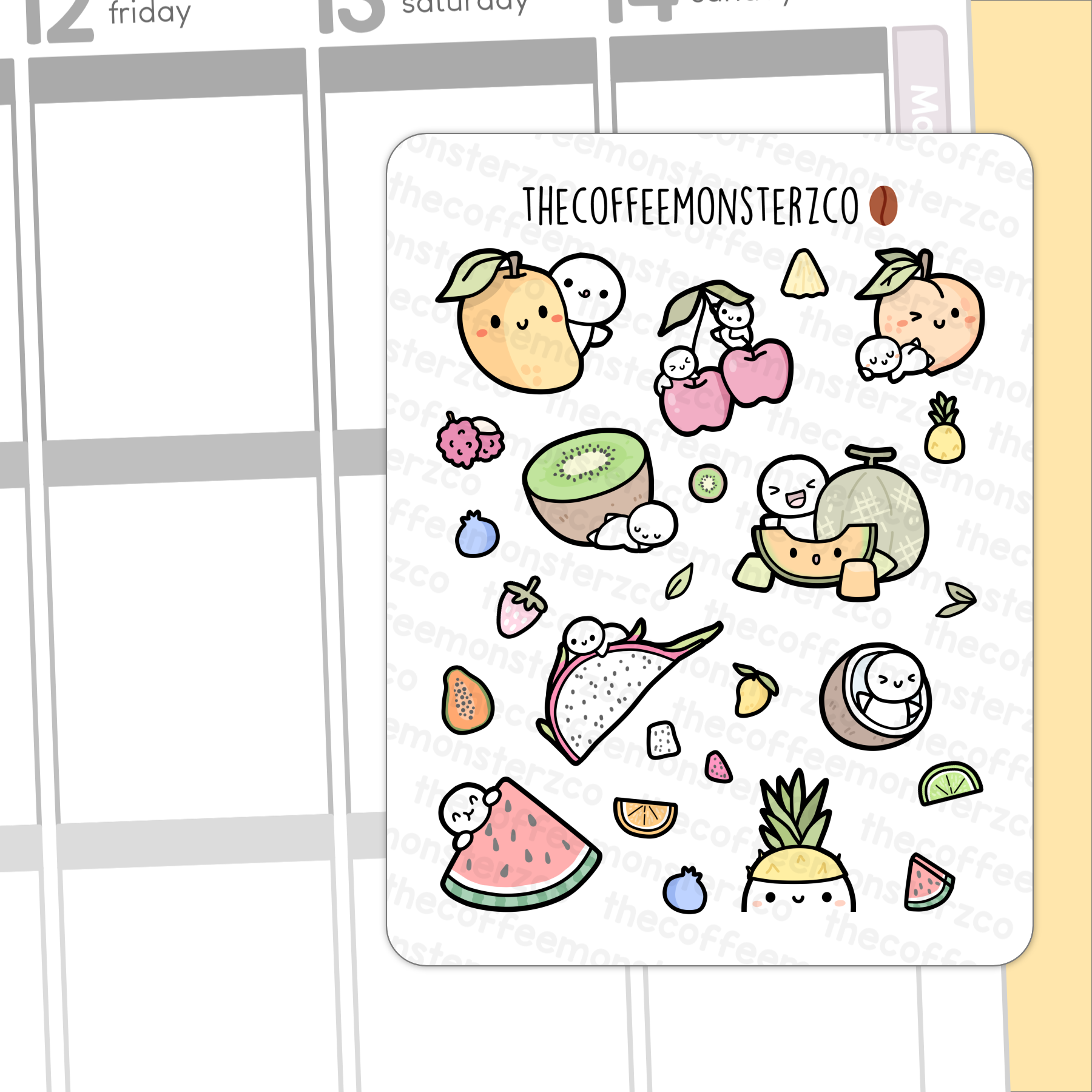 Large Summer Fruit Doodles