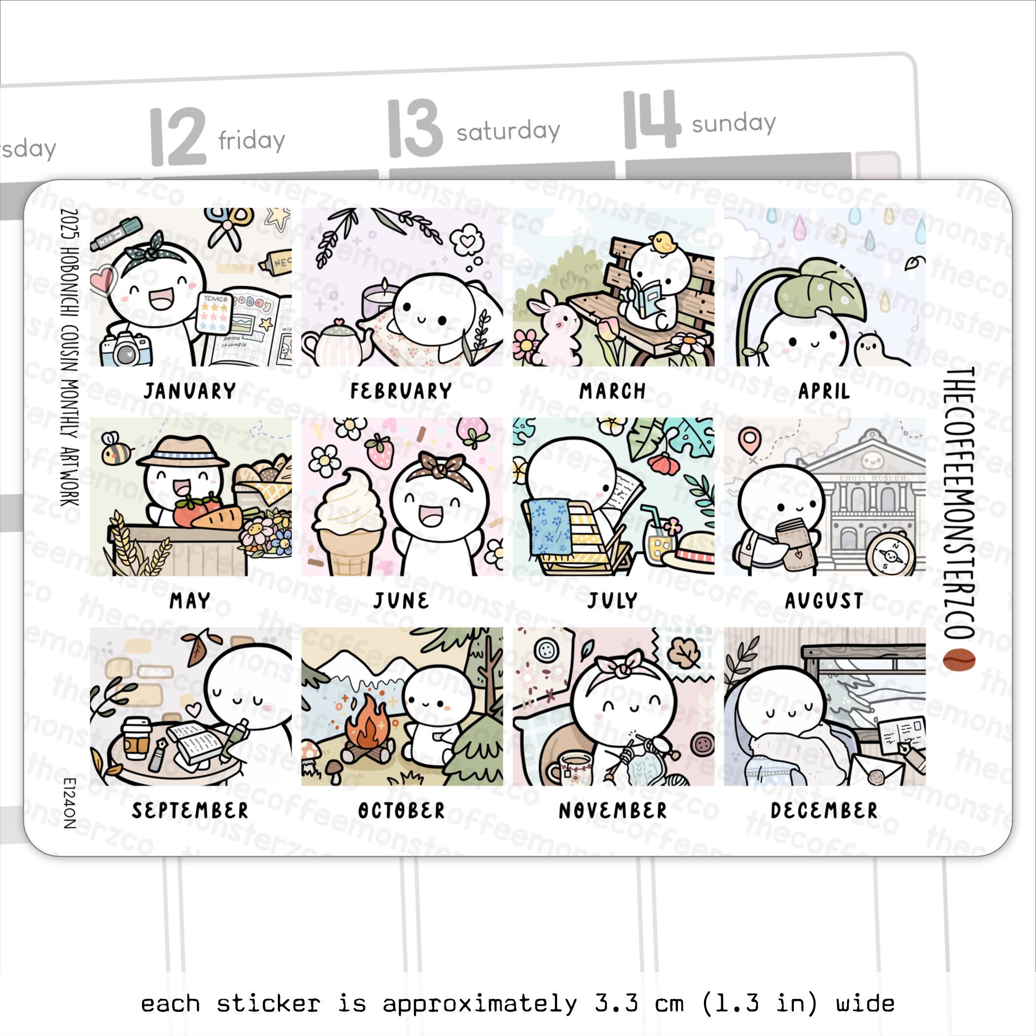 2025 Hobonichi Cousin Monthly Artwork