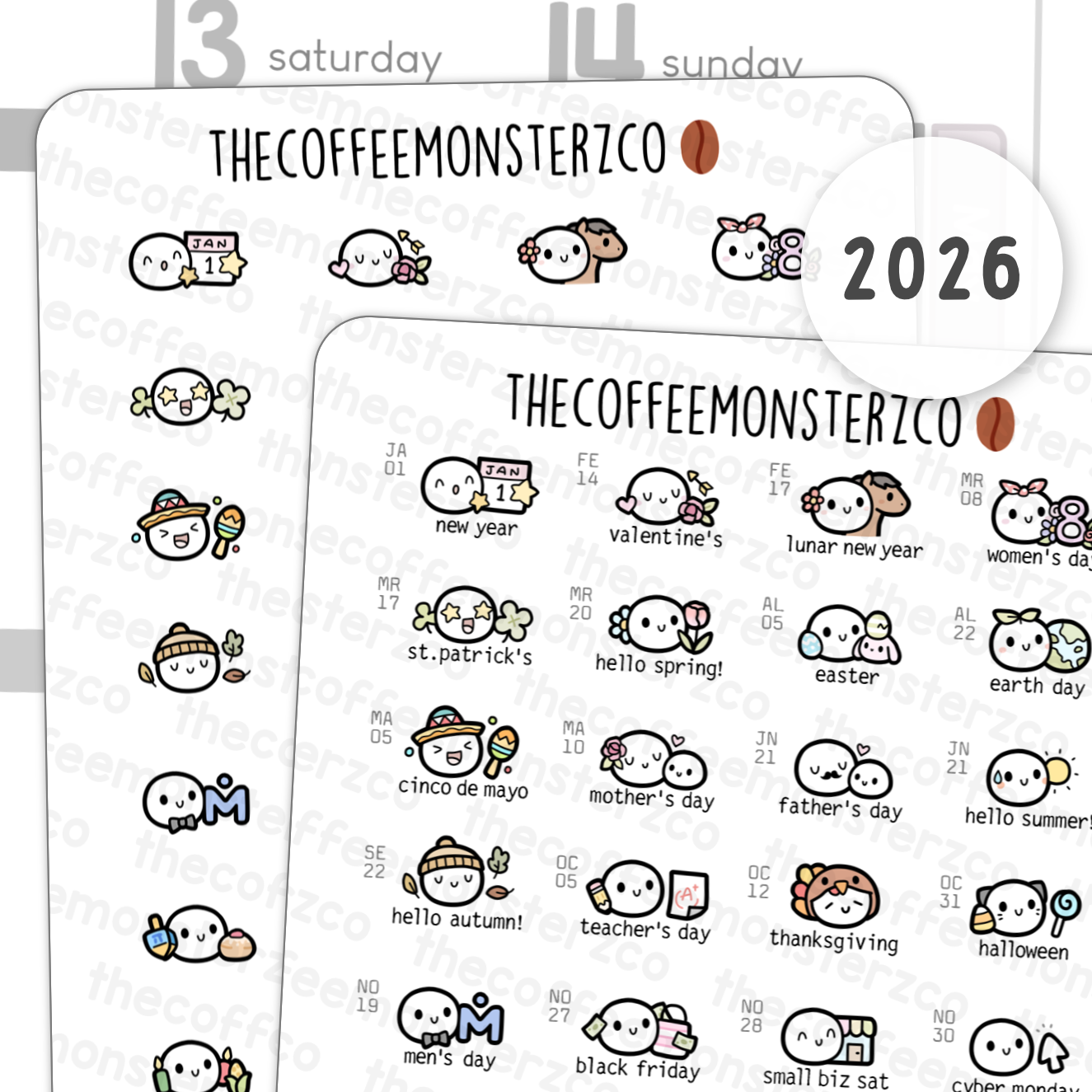 2026 General Holidays: Doodles