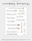 2026 Monthly Headings & Numbers