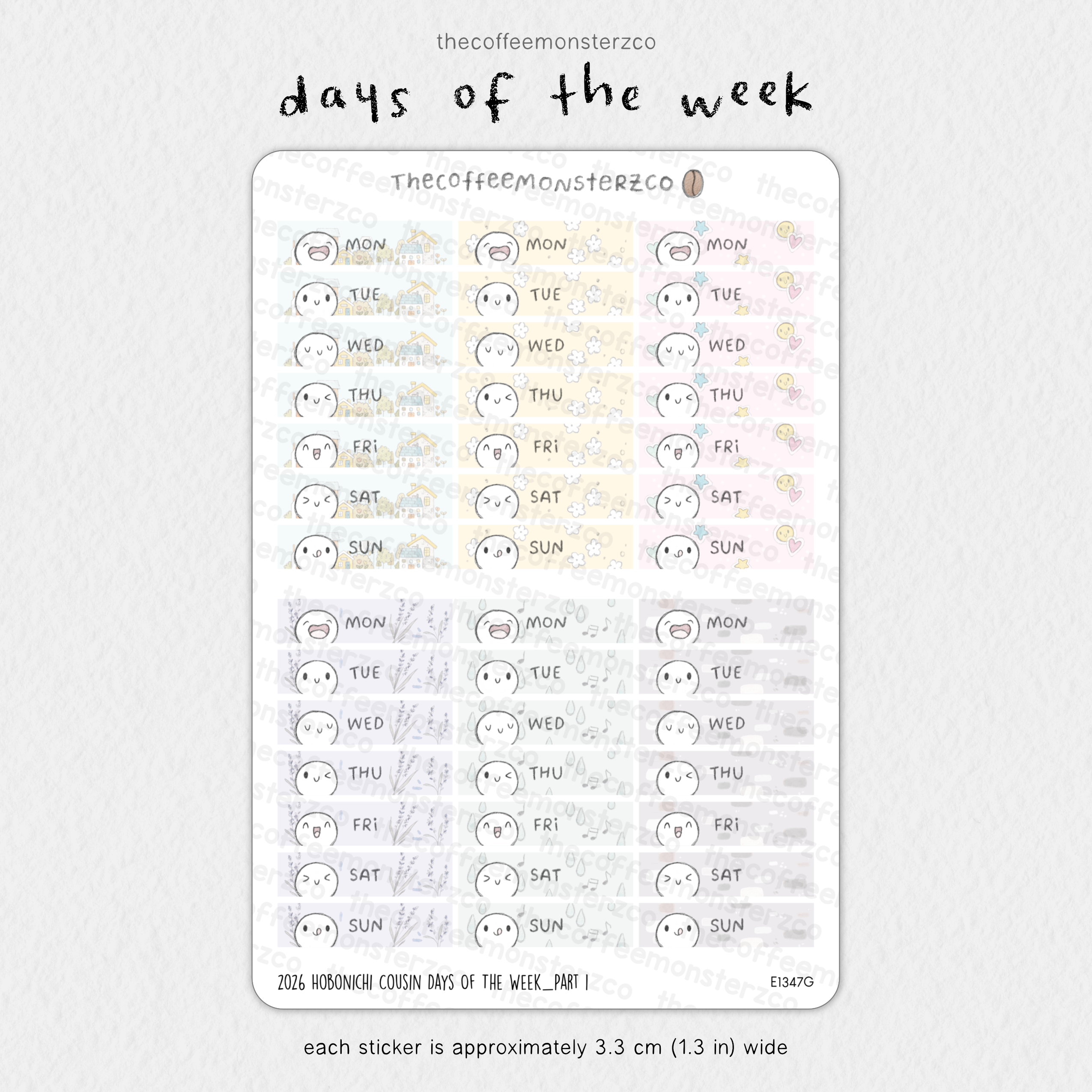 2026 Hobonichi Cousin Days Of The Week Headers