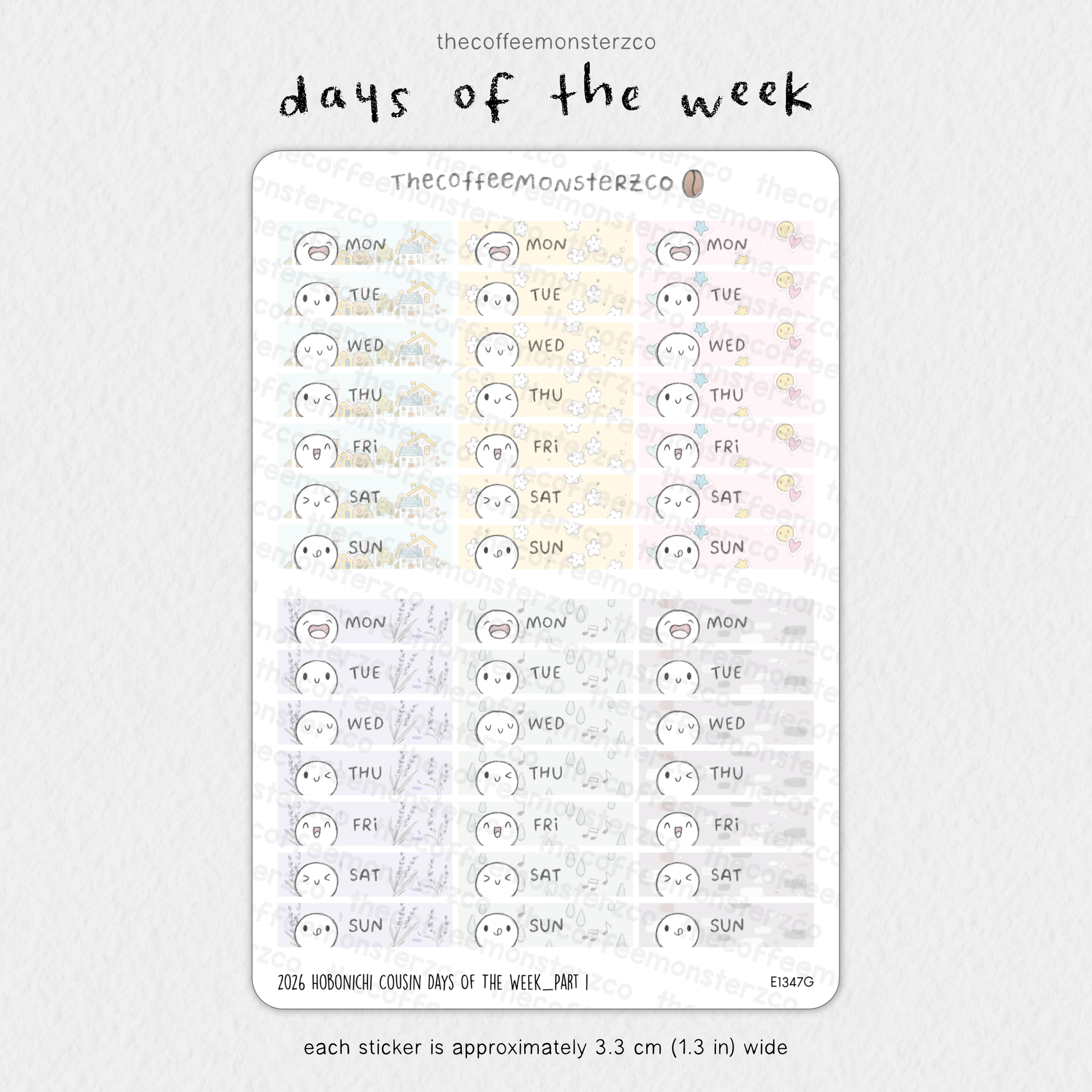 2026 Hobonichi Cousin Days Of The Week Headers