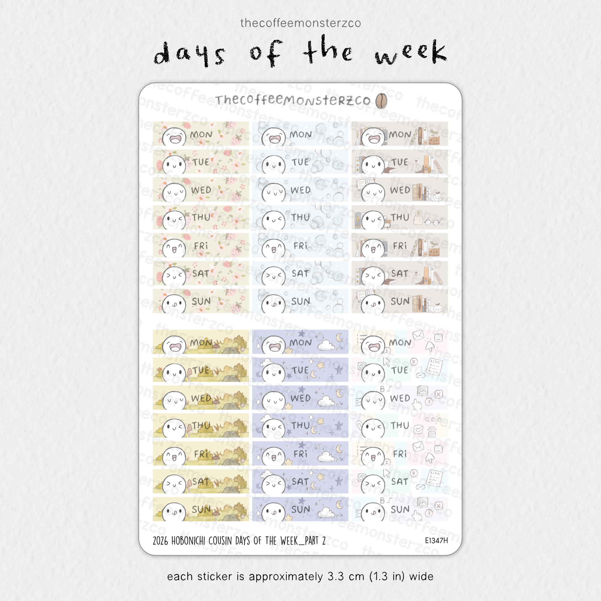 2026 Hobonichi Cousin Days Of The Week Headers