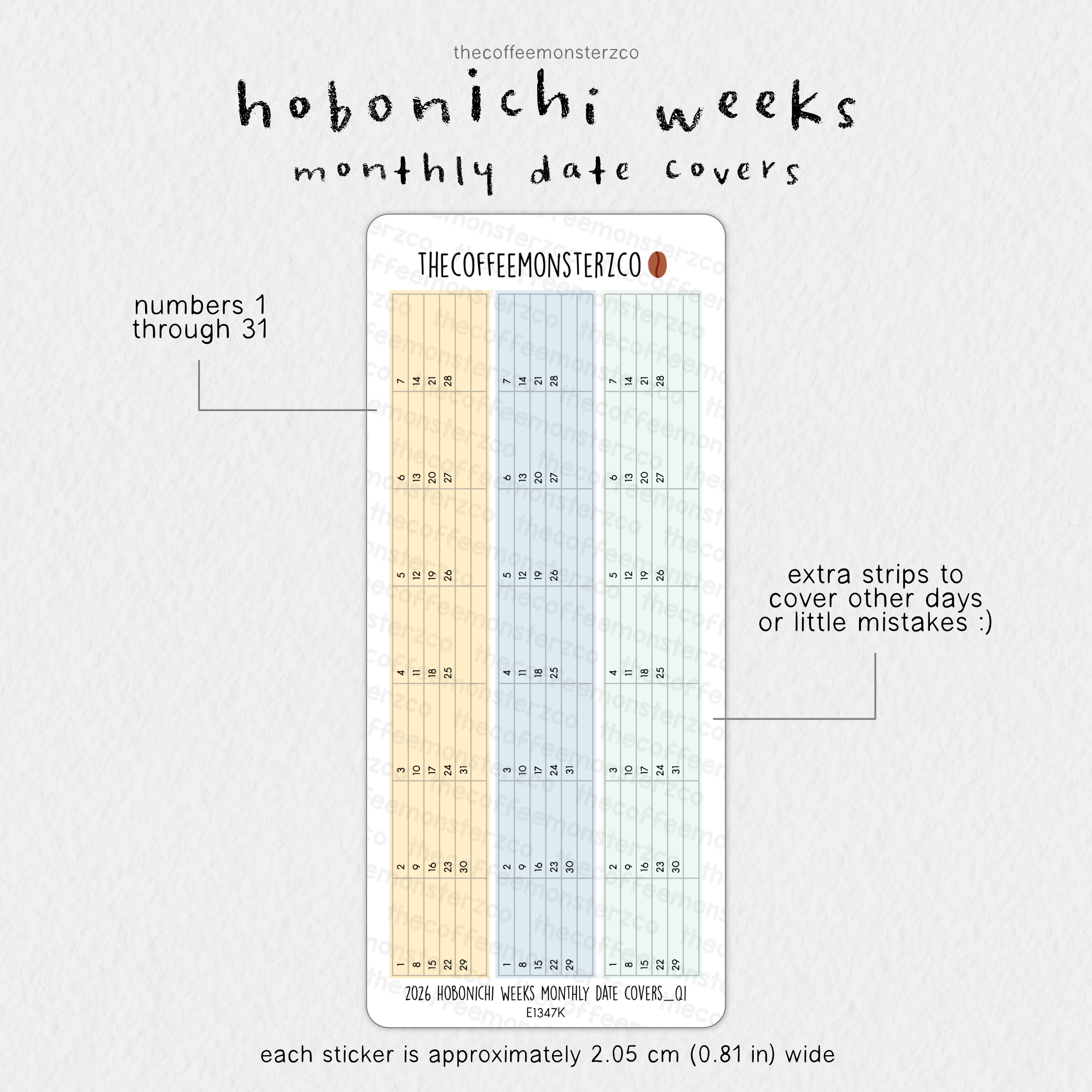2026 Hobonichi Weeks Monthly Date Covers