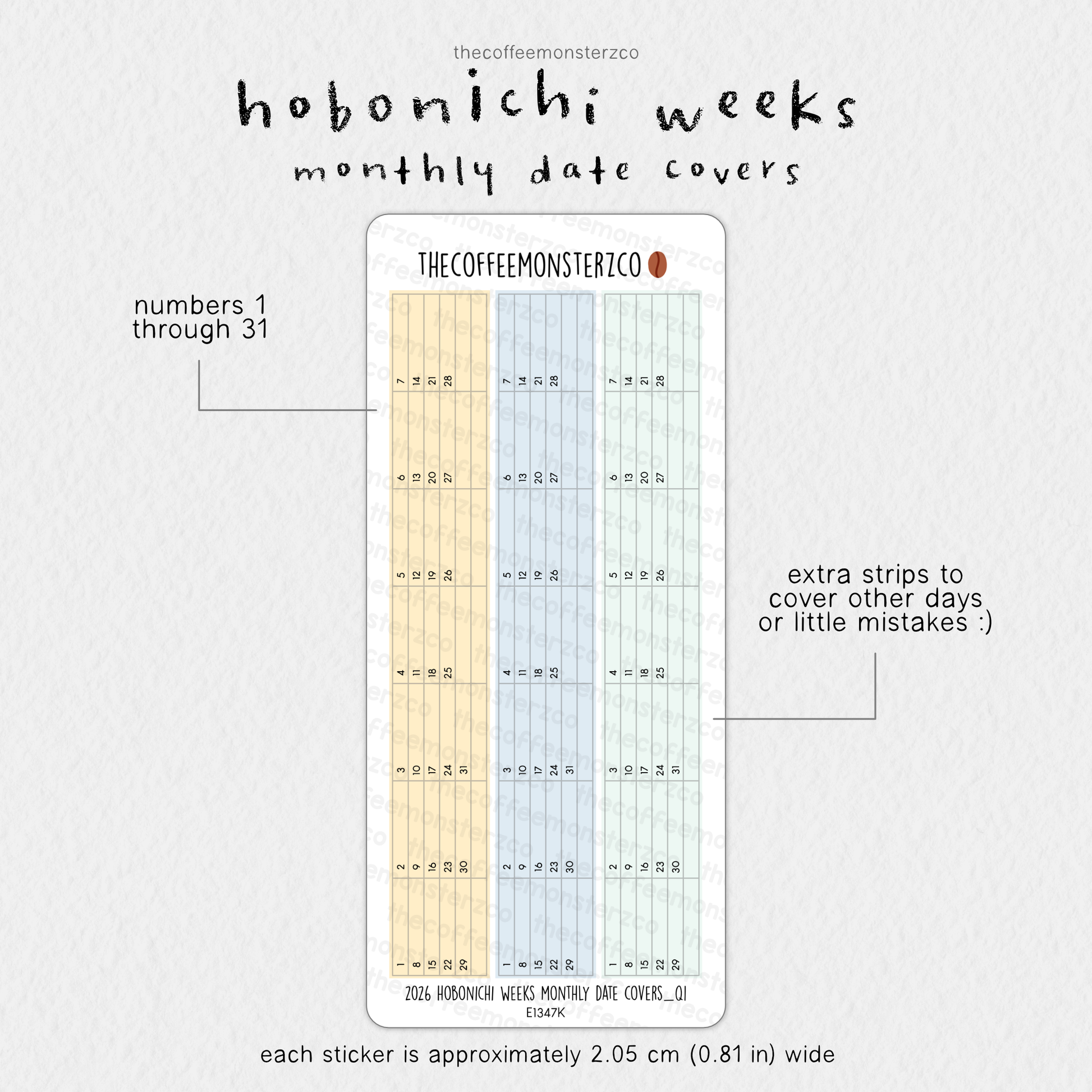 2026 Hobonichi Weeks Monthly Date Covers