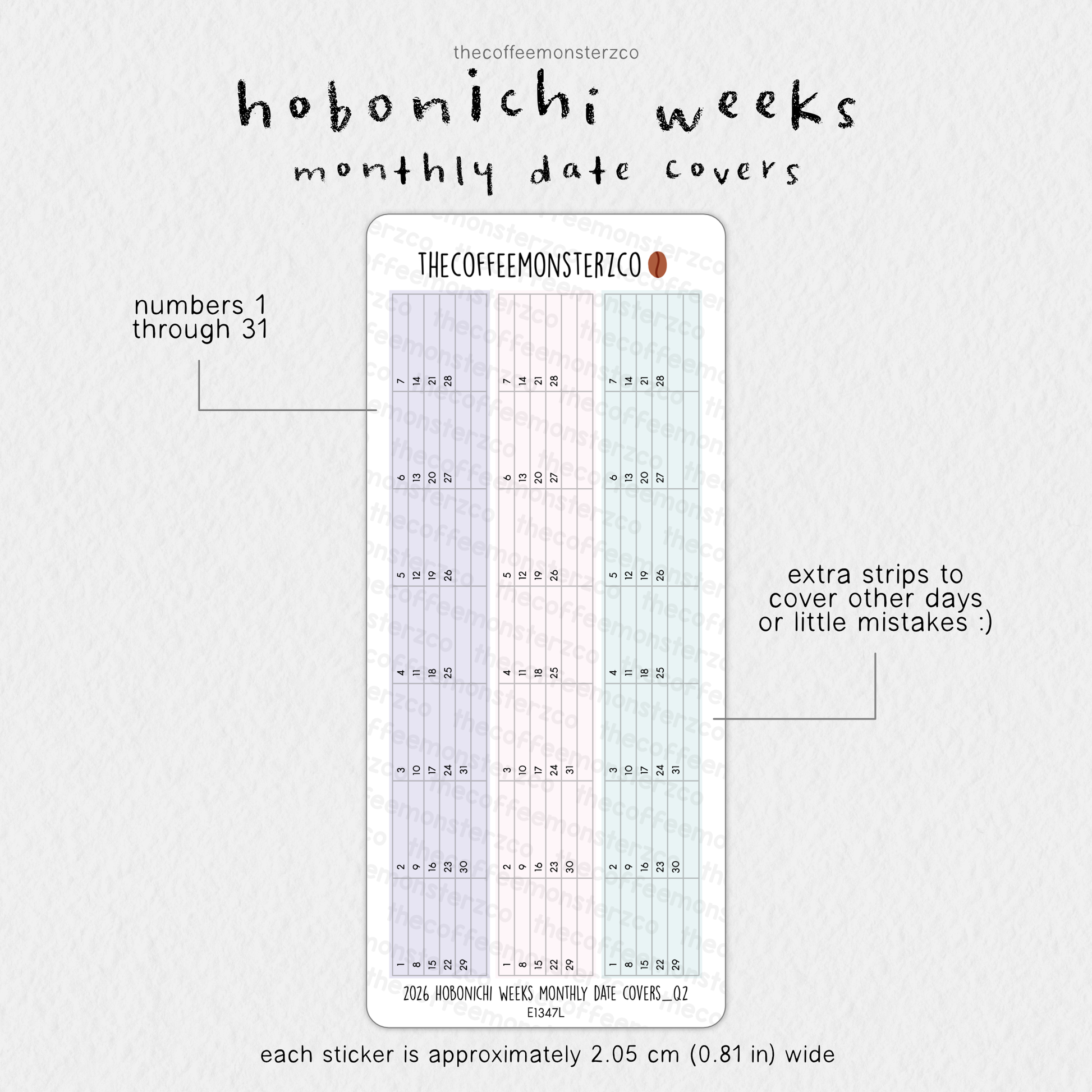2026 Hobonichi Weeks Monthly Date Covers