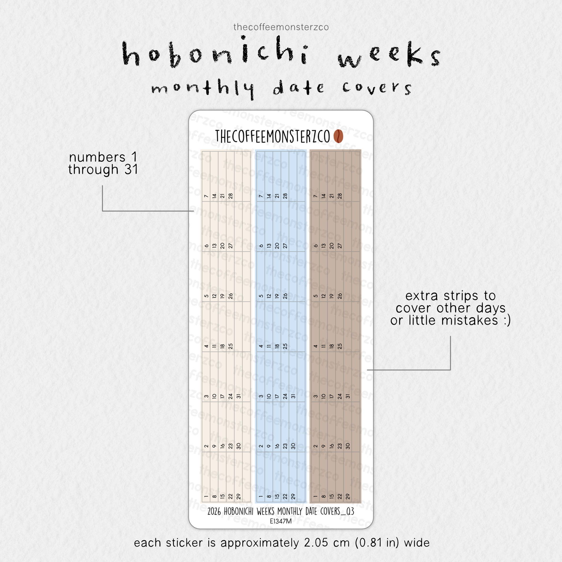 2026 Hobonichi Weeks Monthly Date Covers