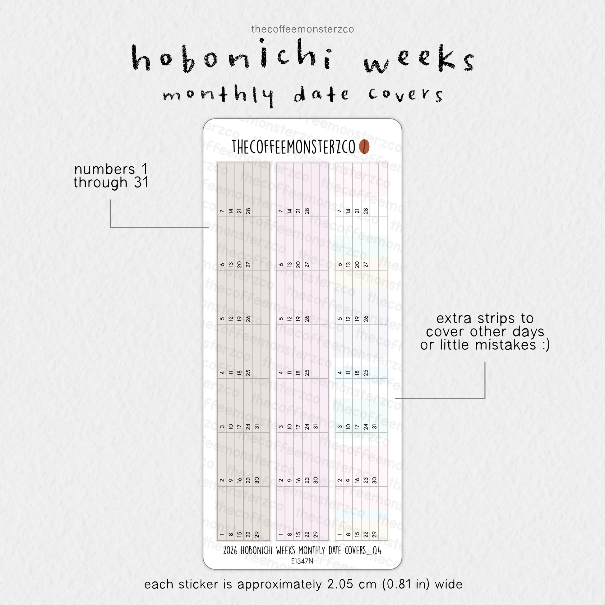 2026 Hobonichi Weeks Monthly Date Covers