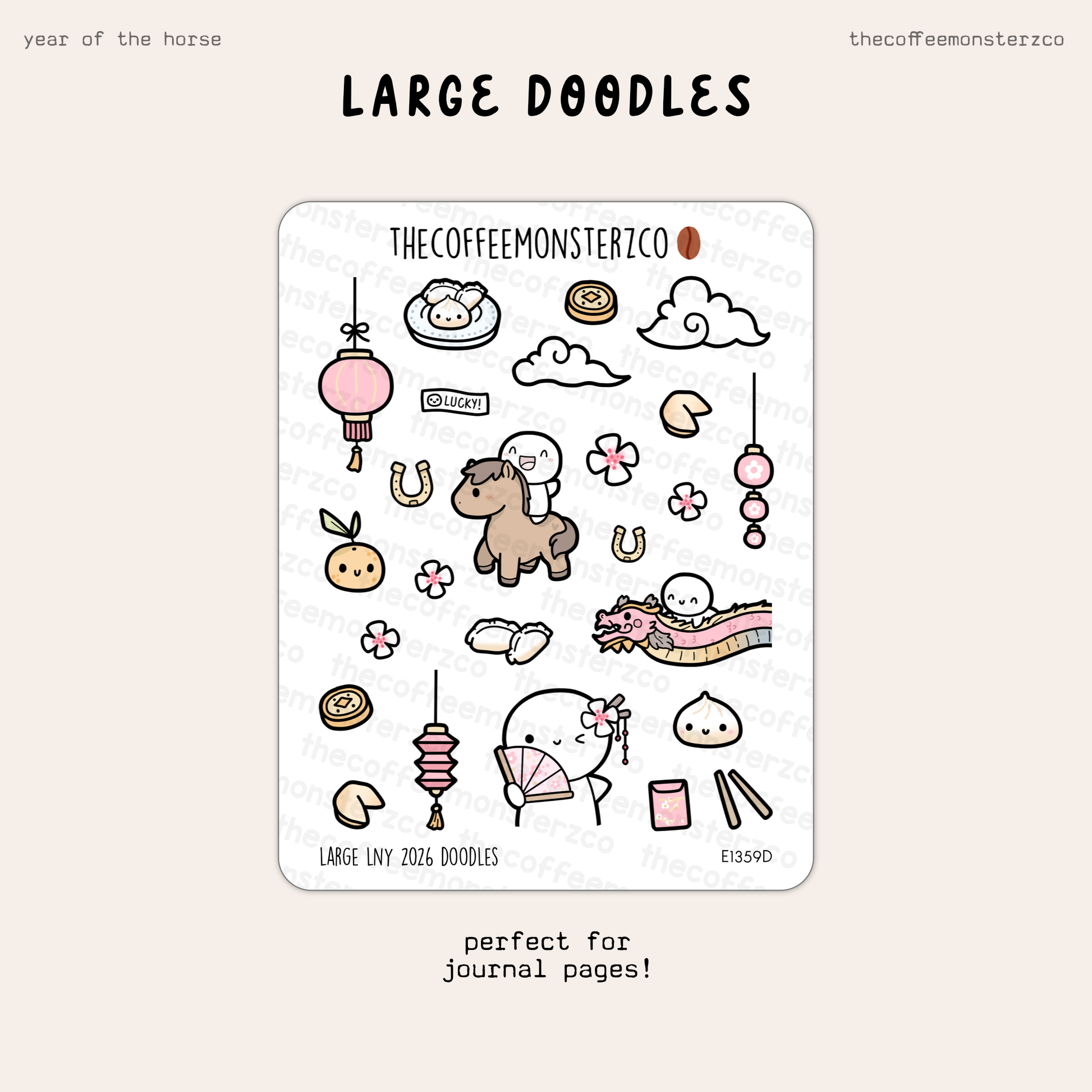 Large Lunar New Year 2026 Doodles