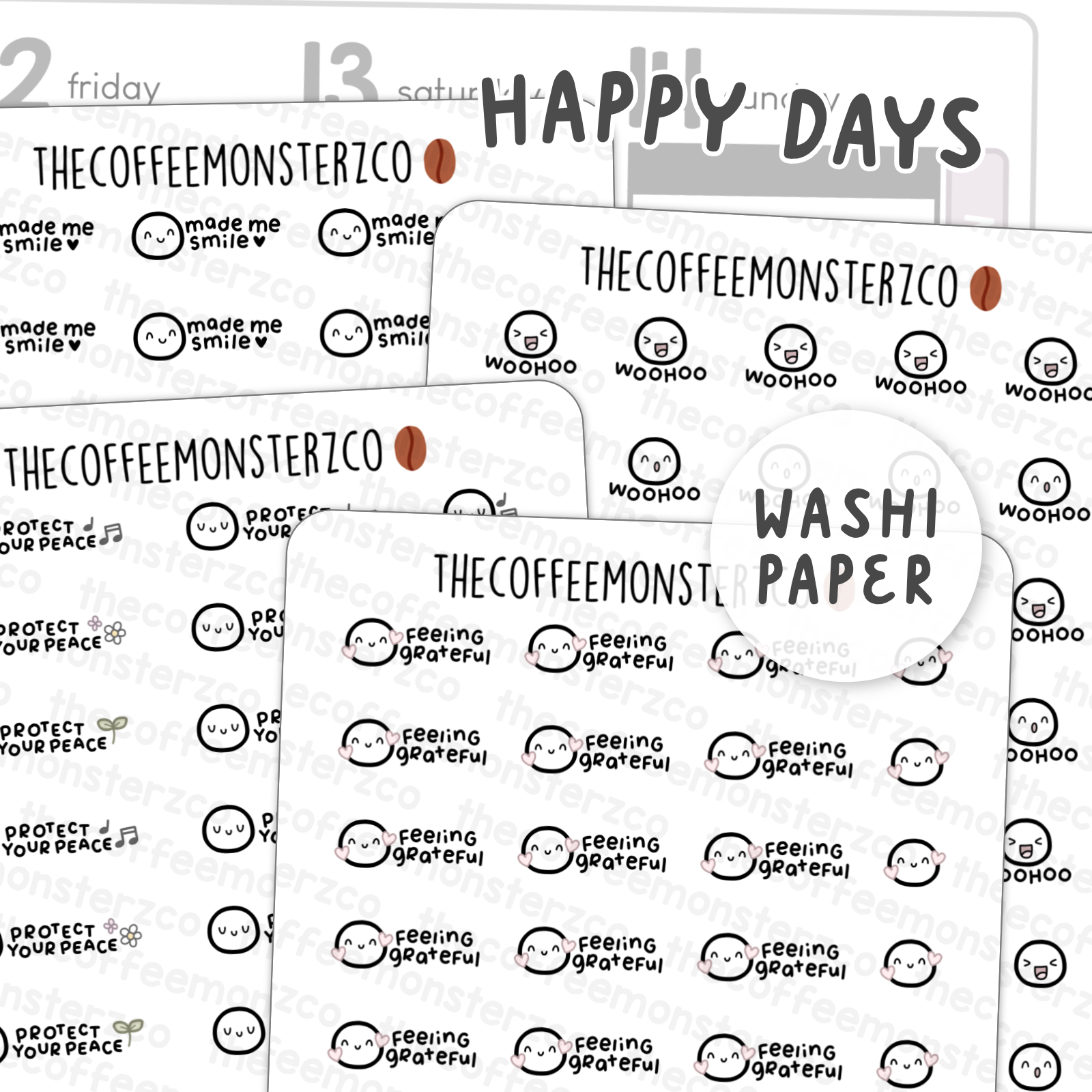 Bean Sampler Full Sheets - Happy Days