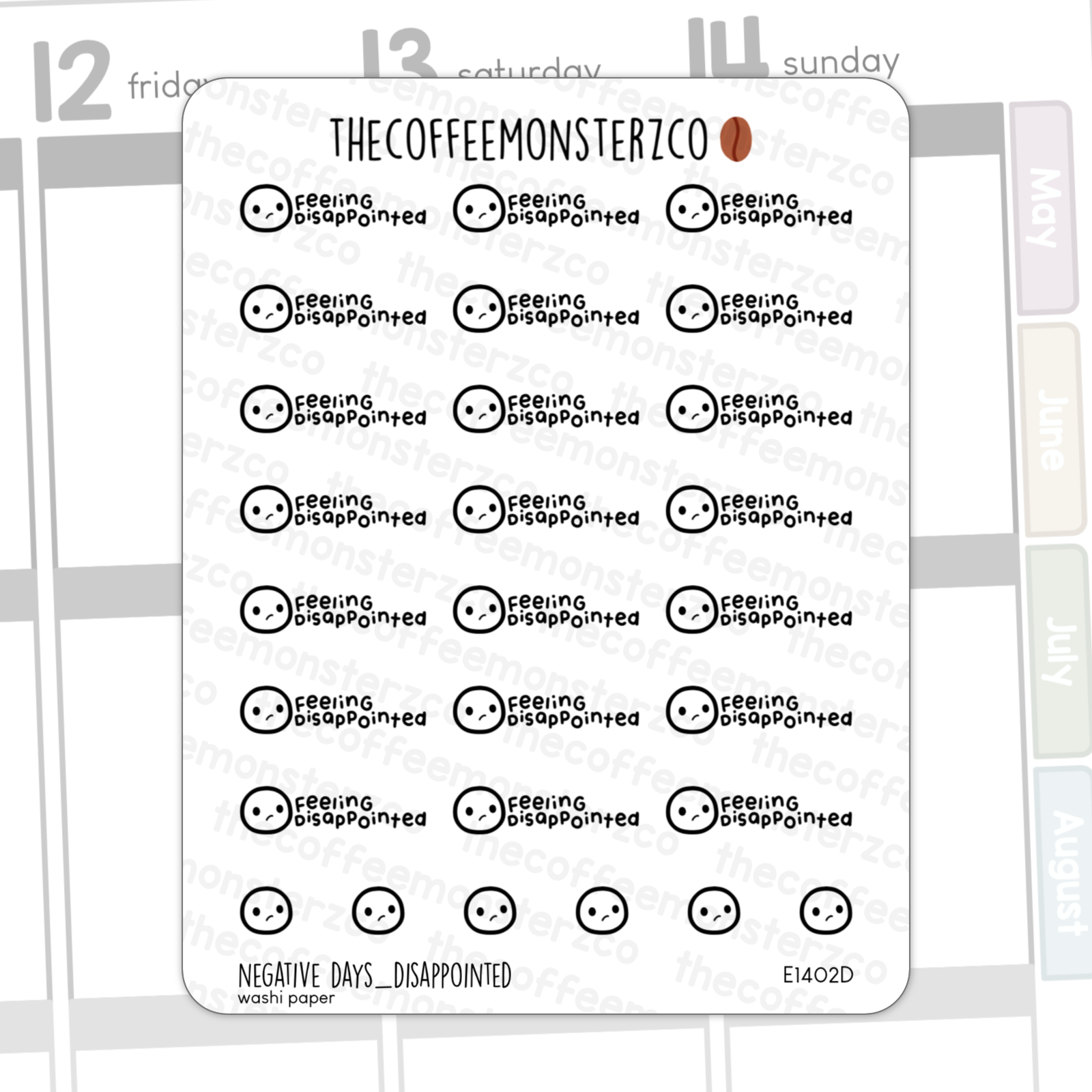 Bean Sampler Full Sheets - Negative Days