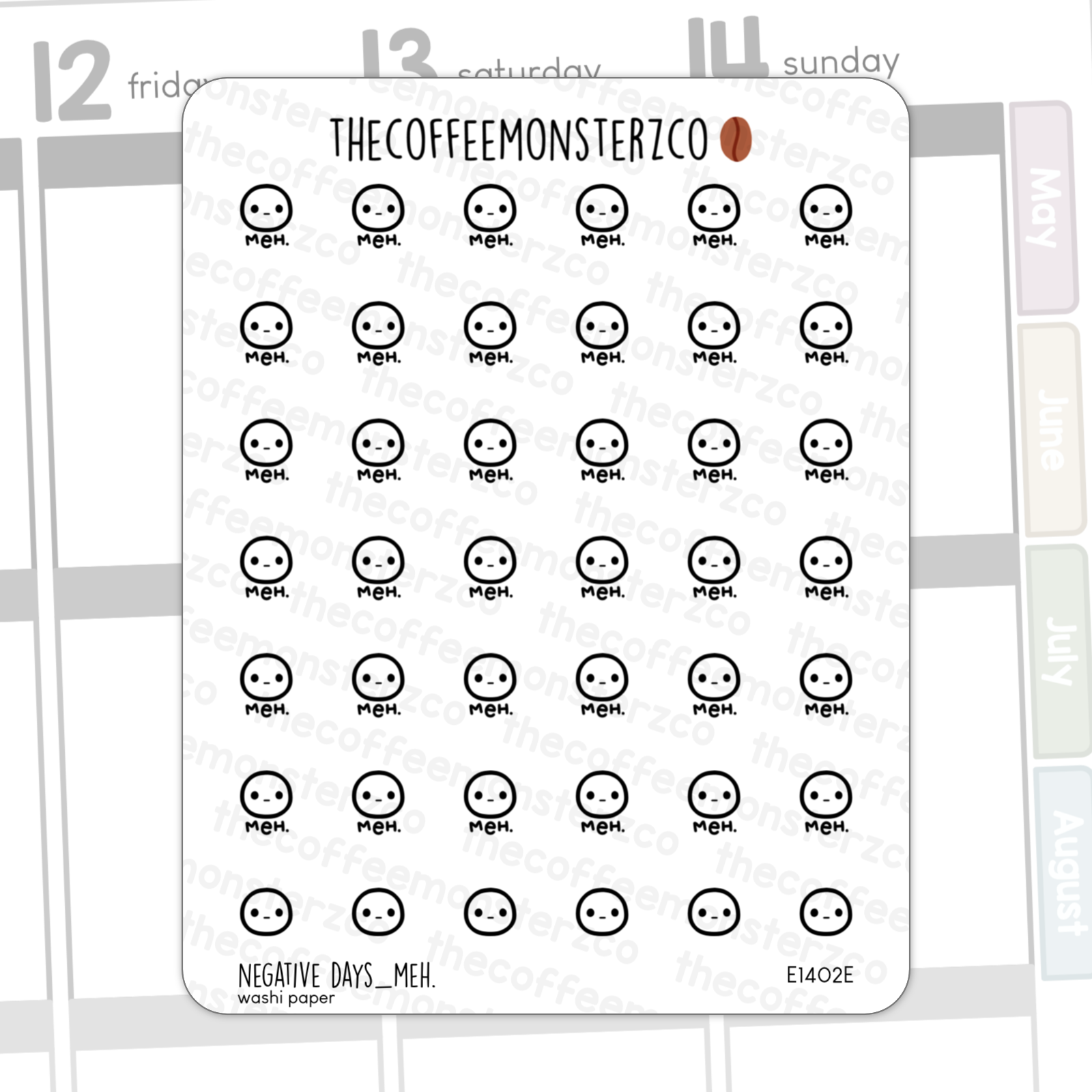 Bean Sampler Full Sheets - Negative Days
