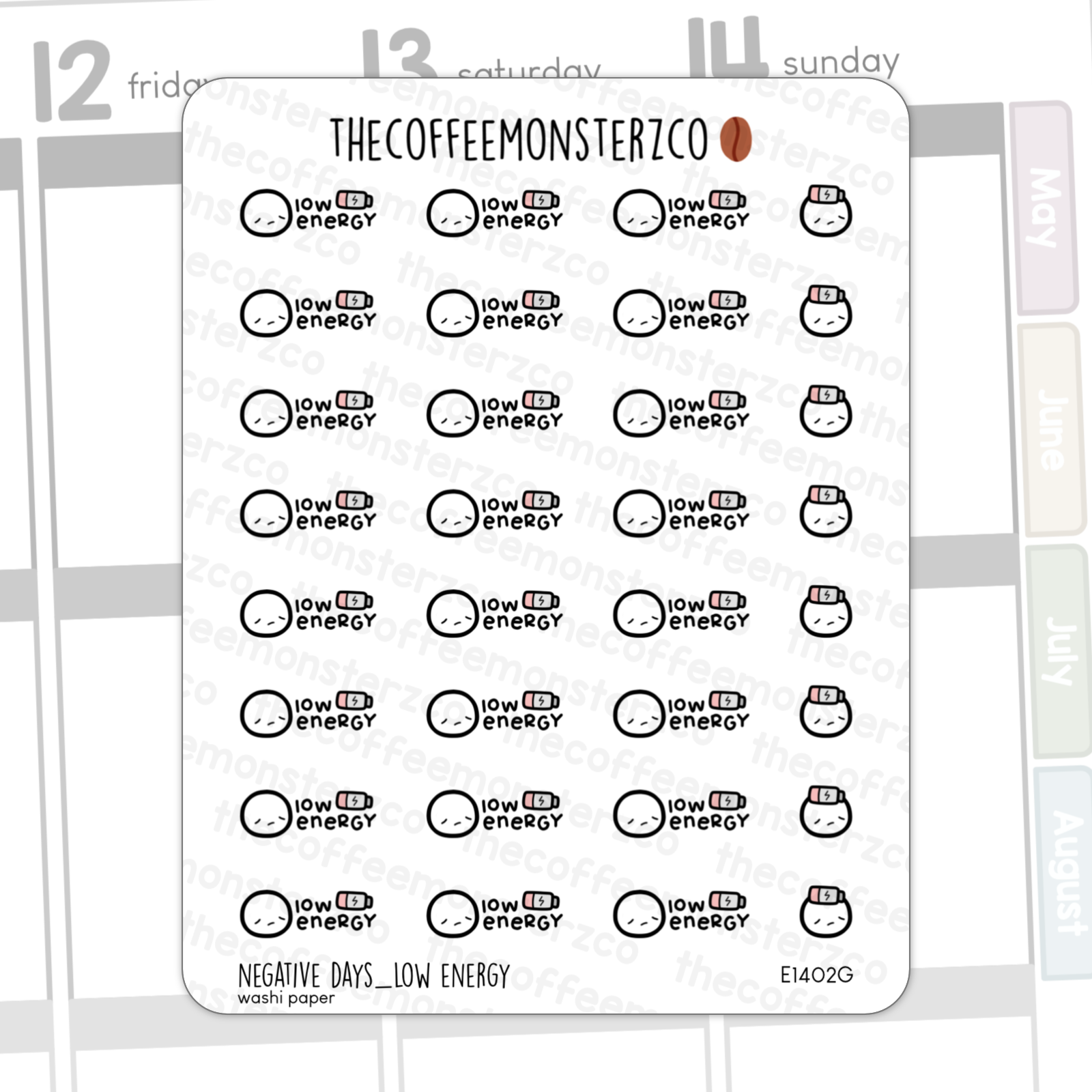 Bean Sampler Full Sheets - Negative Days