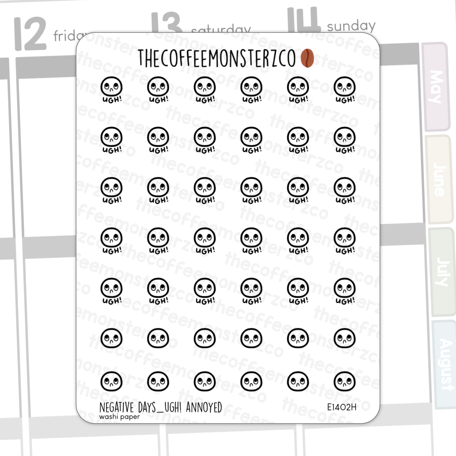 Bean Sampler Full Sheets - Negative Days