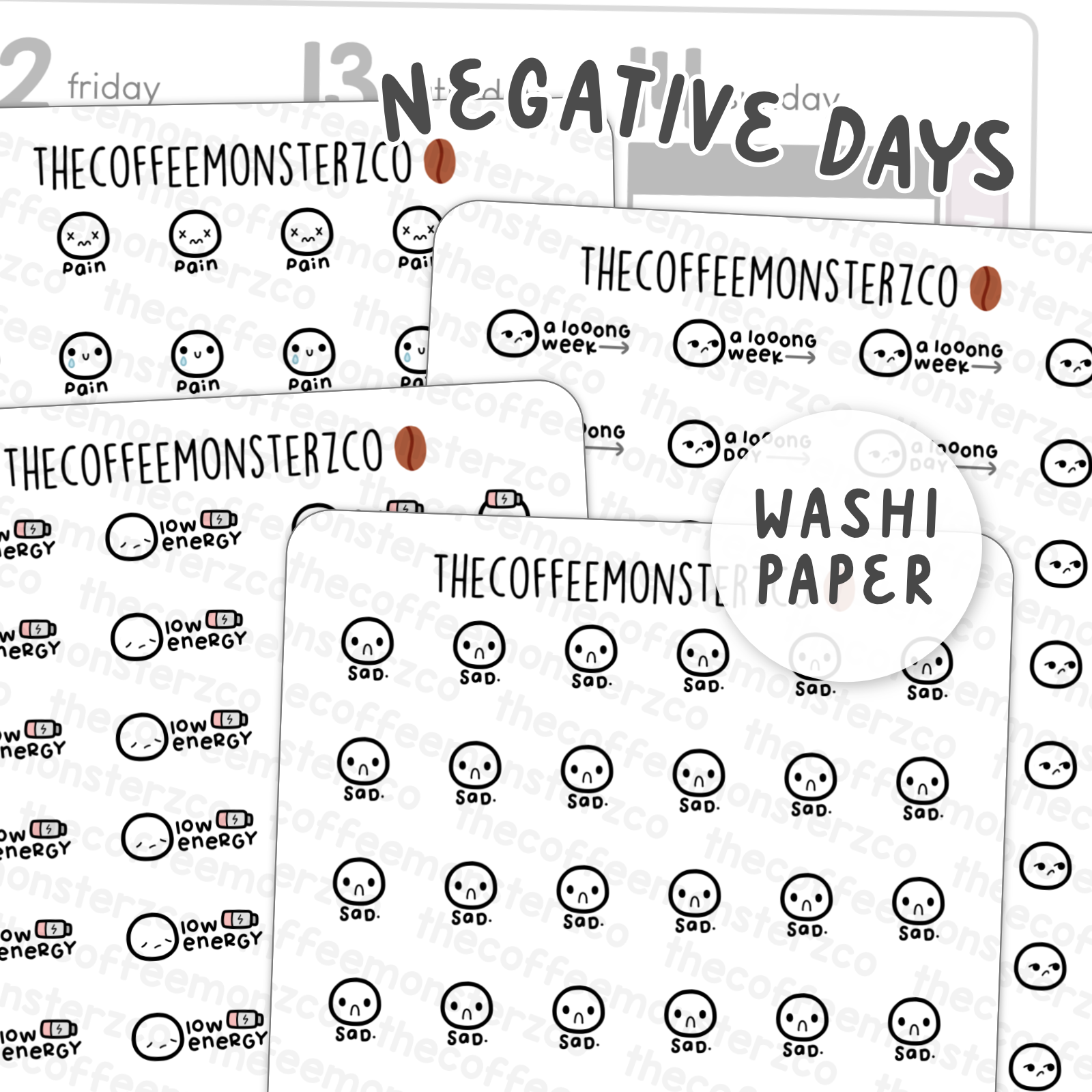 Bean Sampler Full Sheets - Negative Days