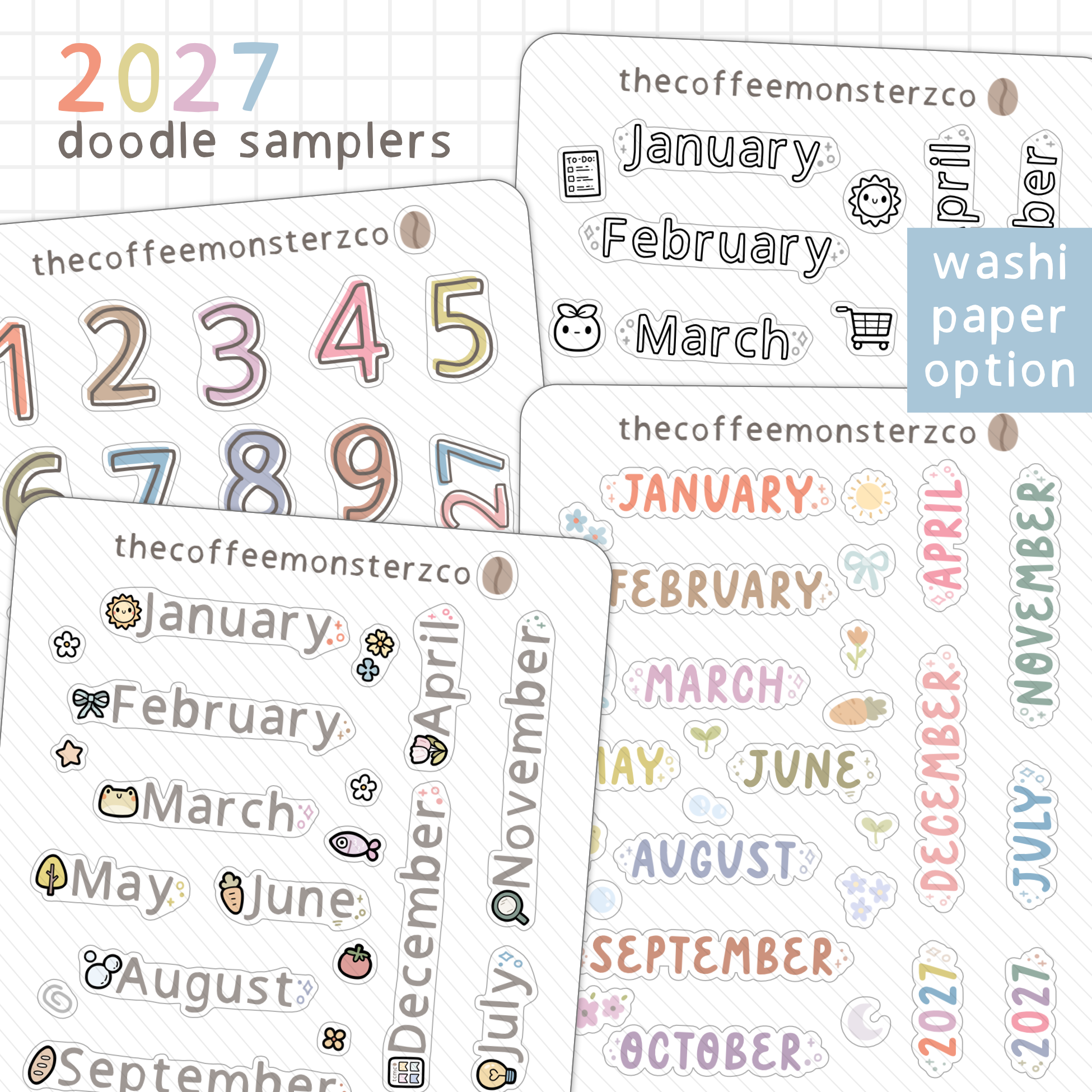 2027 Monthly Headings & Numbers
