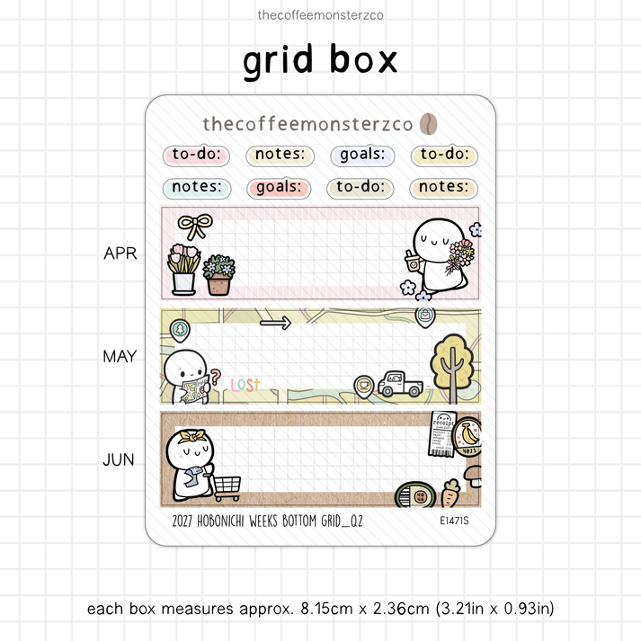 2027 Hobonichi Weeks Bottom Grid – TheCoffeeMonsterzCo