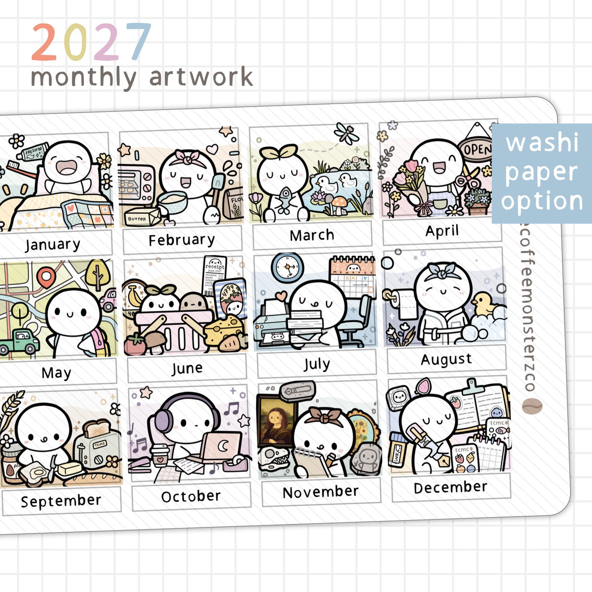 2027 Hobonichi Cousin Monthly Artwork Boxes