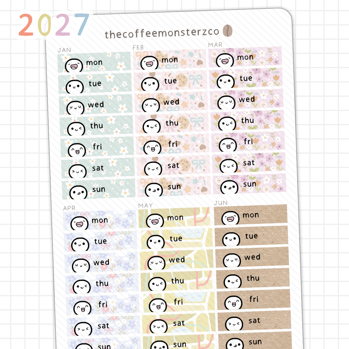 2027 Hobonichi Cousin Days Of The Week Headers