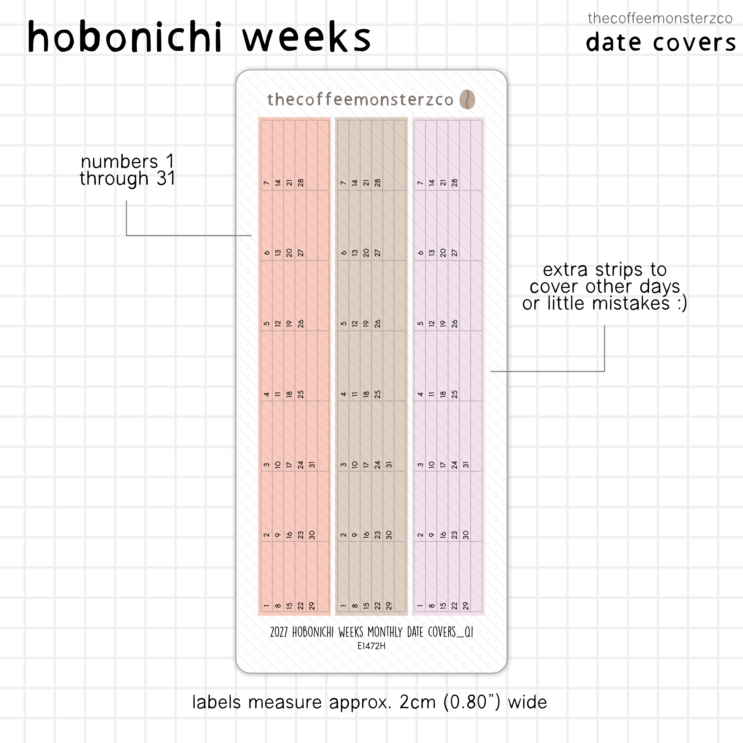 2027 Hobonichi Weeks Monthly Date Covers