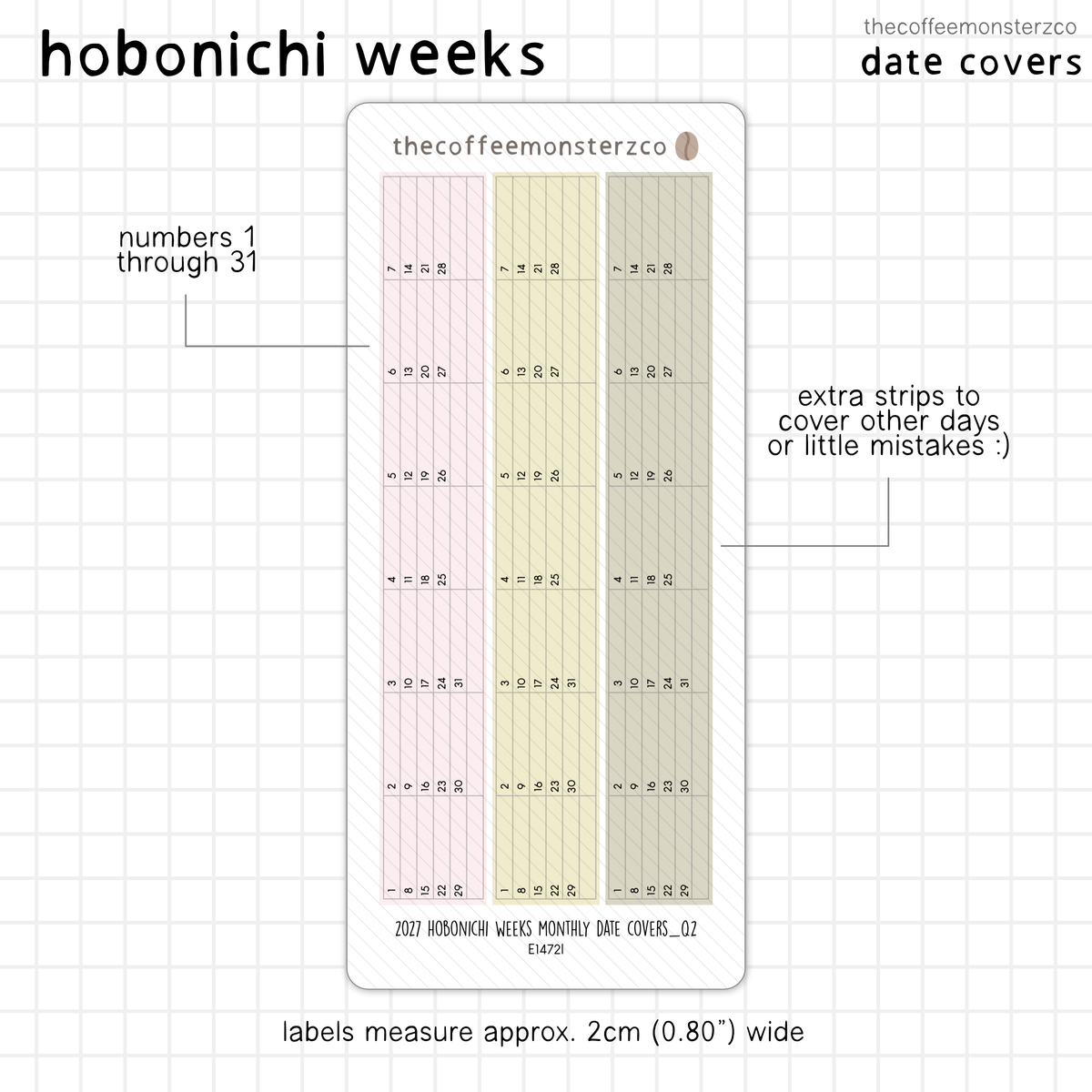 2027 Hobonichi Weeks Monthly Date Covers