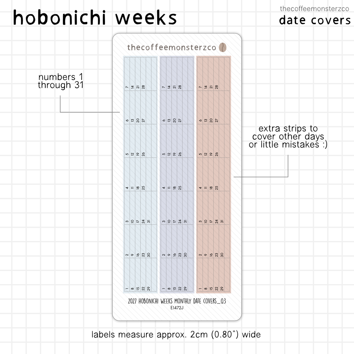 2027 Hobonichi Weeks Monthly Date Covers