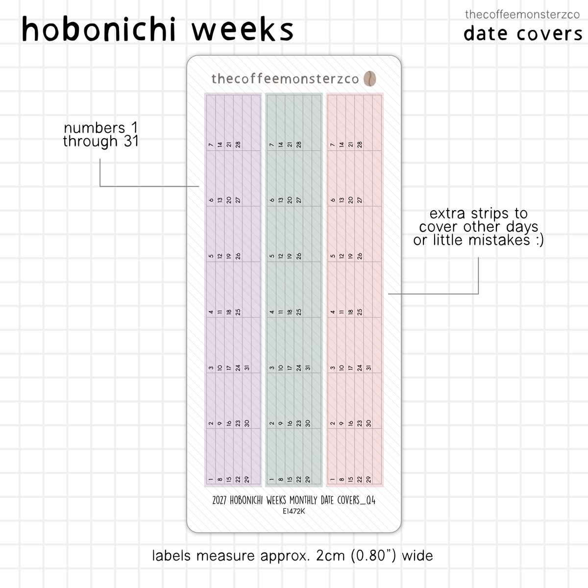 2027 Hobonichi Weeks Monthly Date Covers