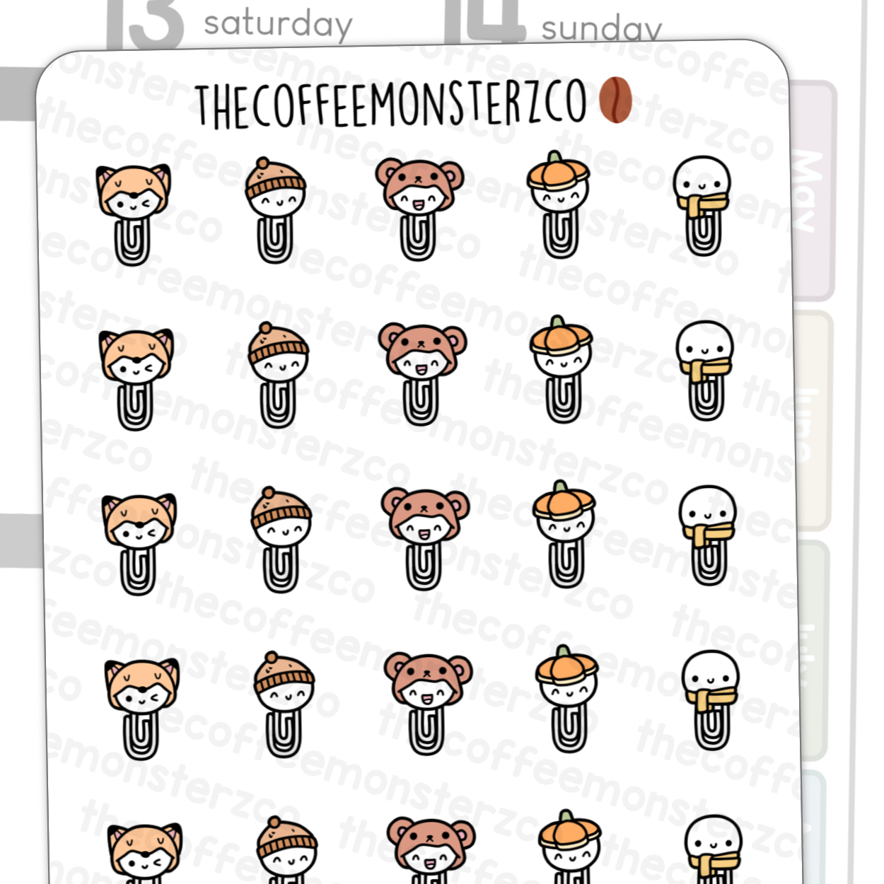 Autumn Emoti Paper Clips
