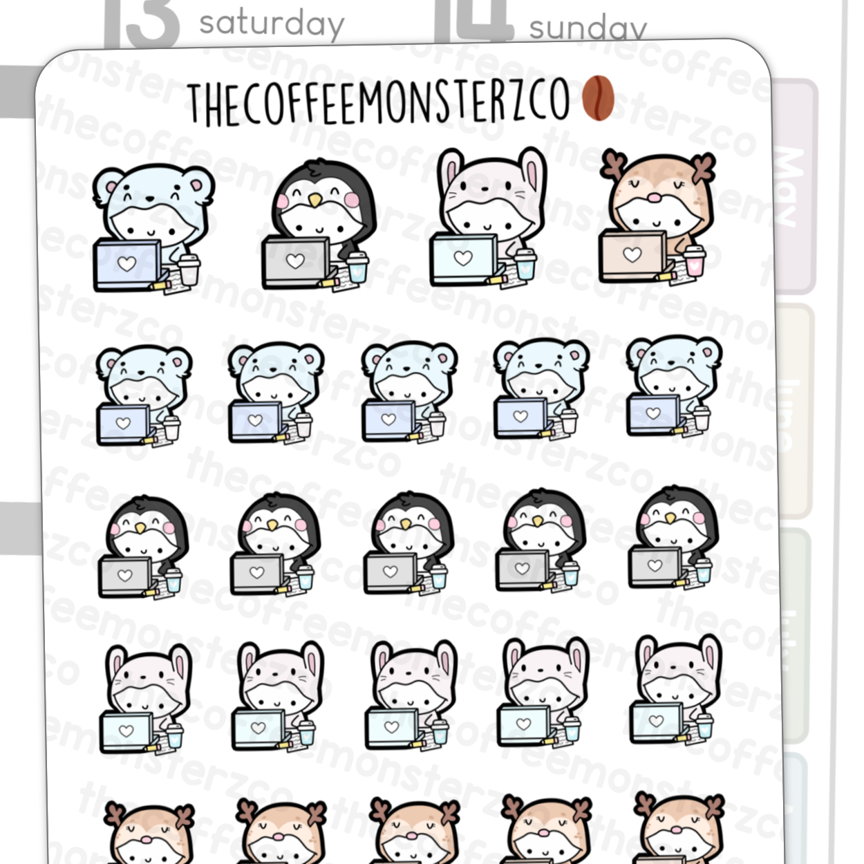 Winter Critters Working Emotis