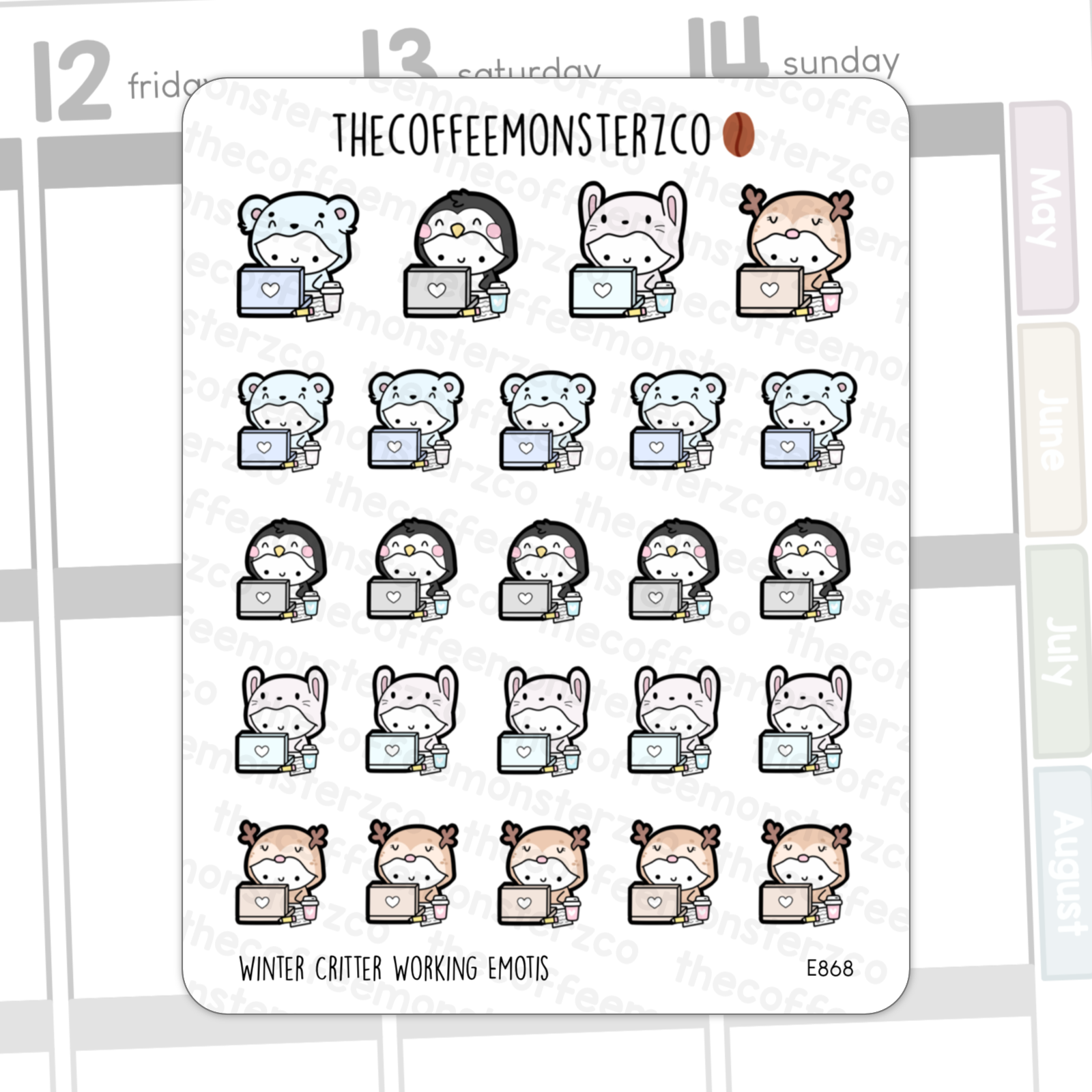 Winter Critters Working Emotis