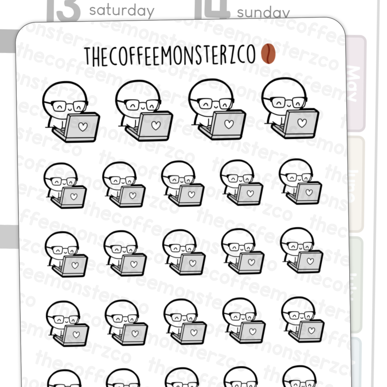 Nerdy Working Emotis
