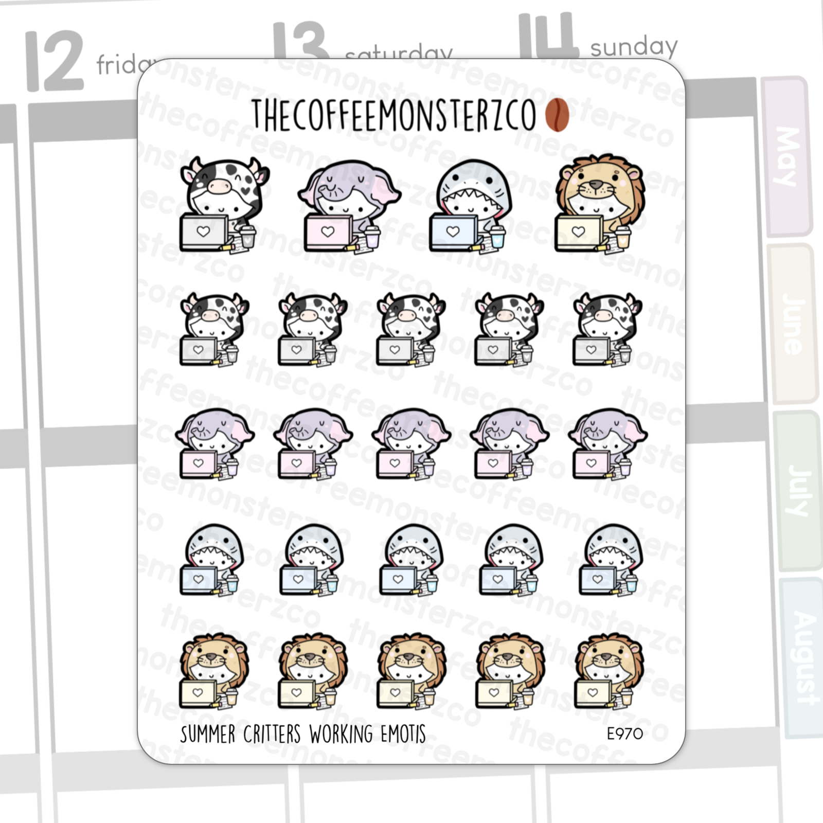 Summer Critters Working Emotis