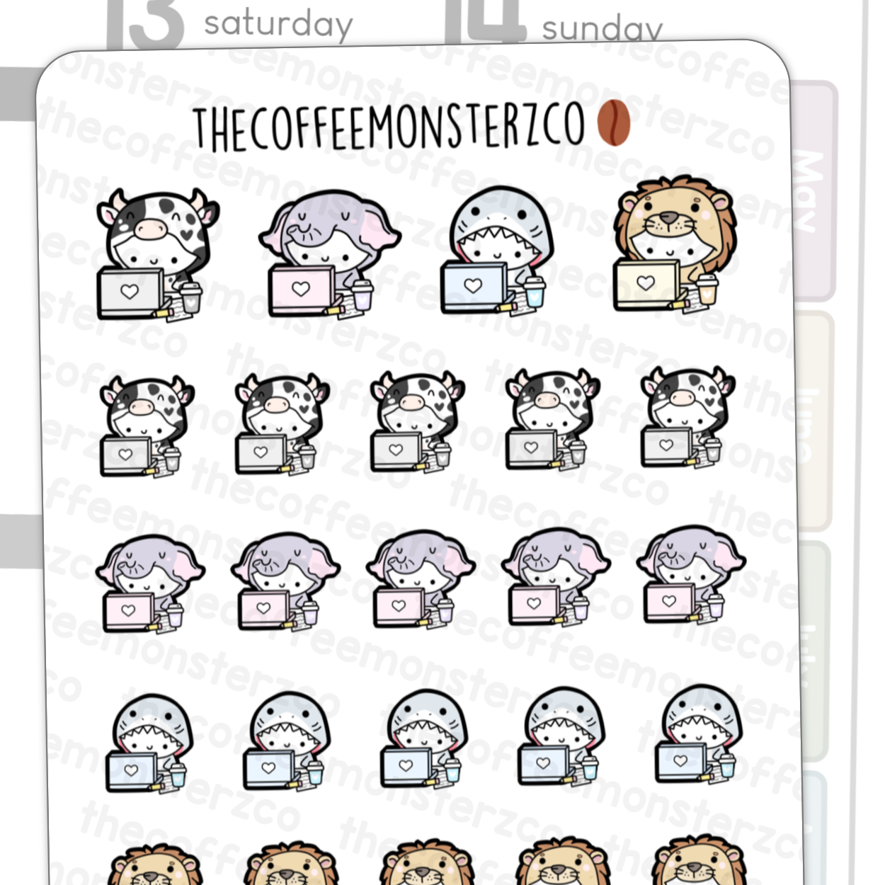 Summer Critters Working Emotis