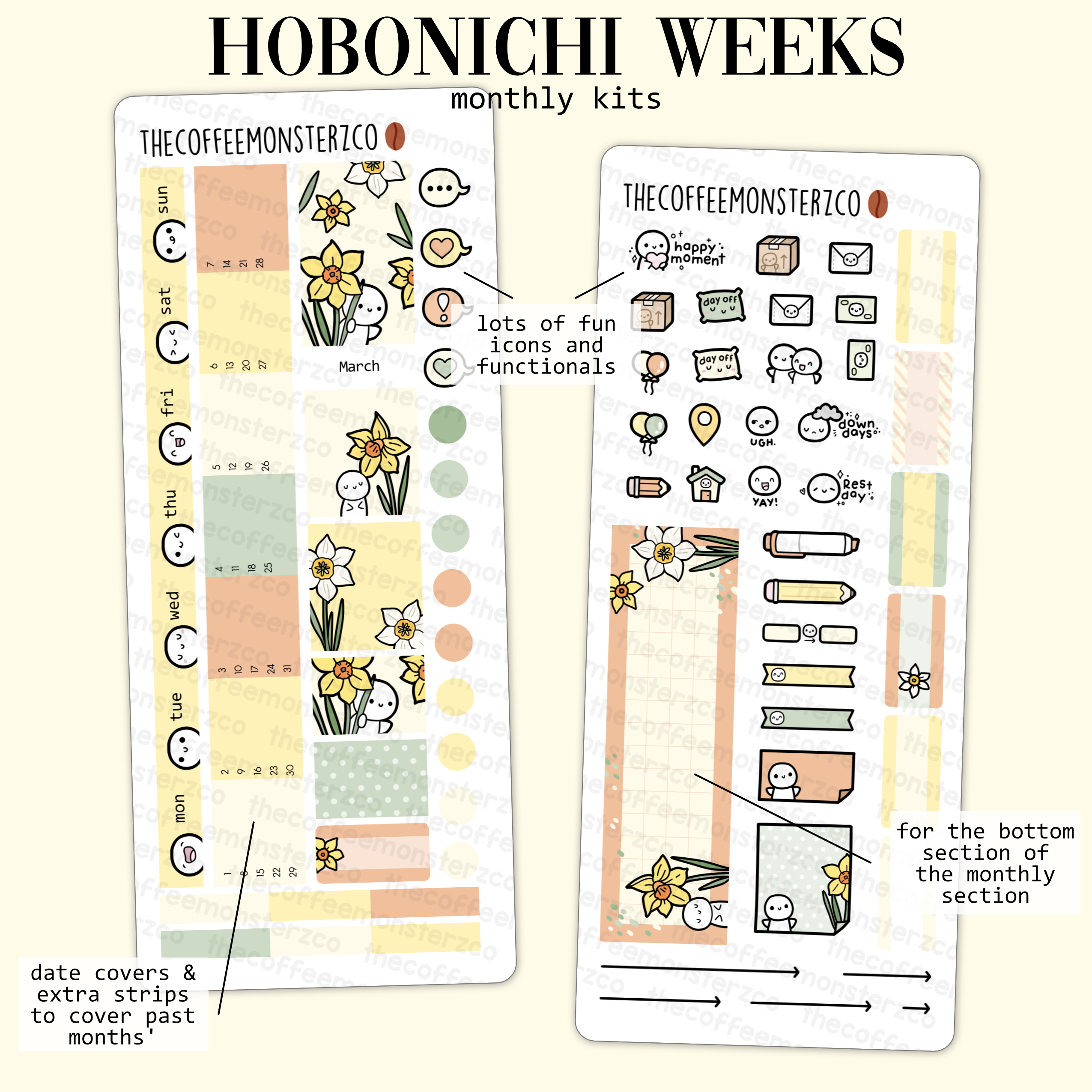 Beige Minimalism Hobonichi Weekly Planner Sticker kit