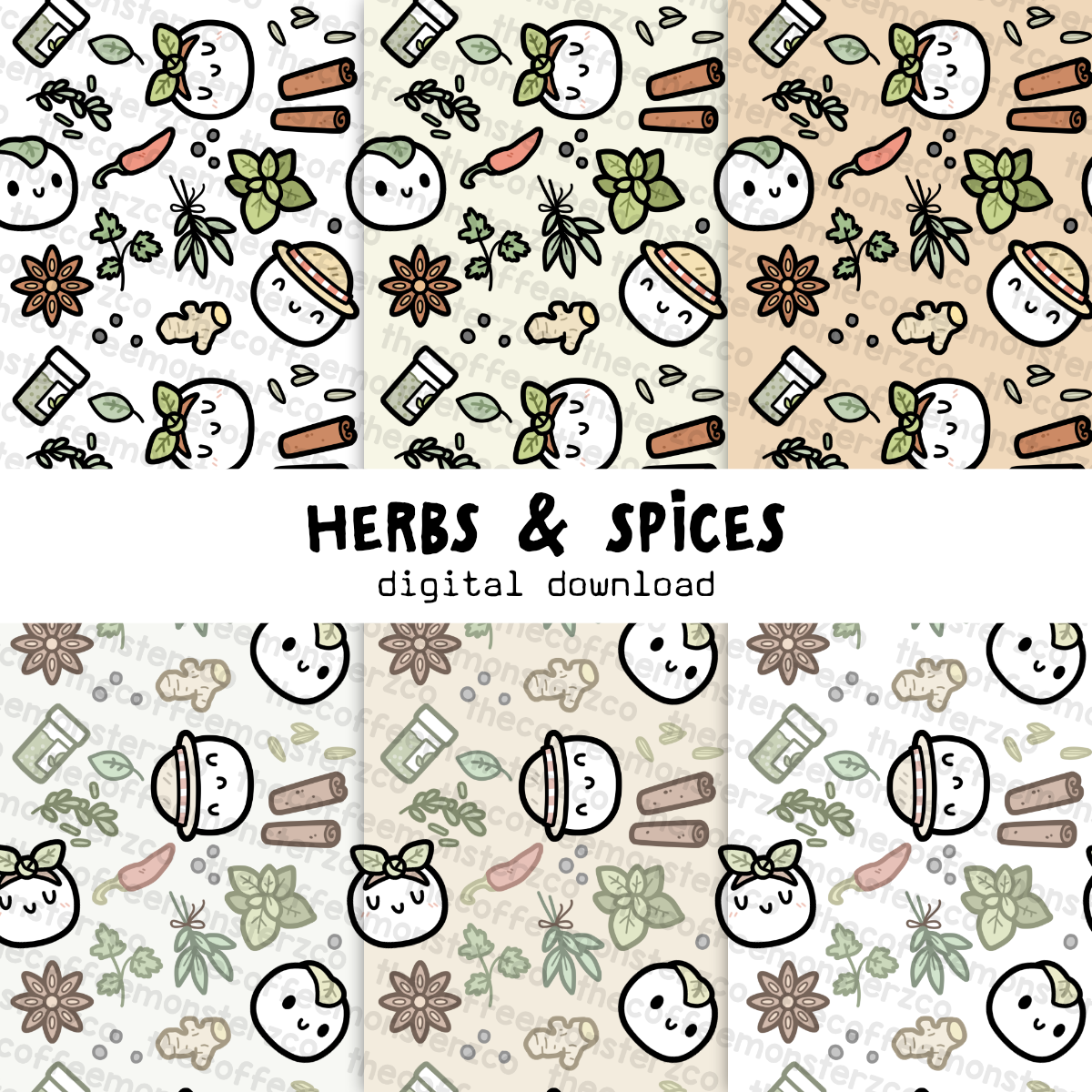 Herbs & Spices Paper Patterns (Digital File)