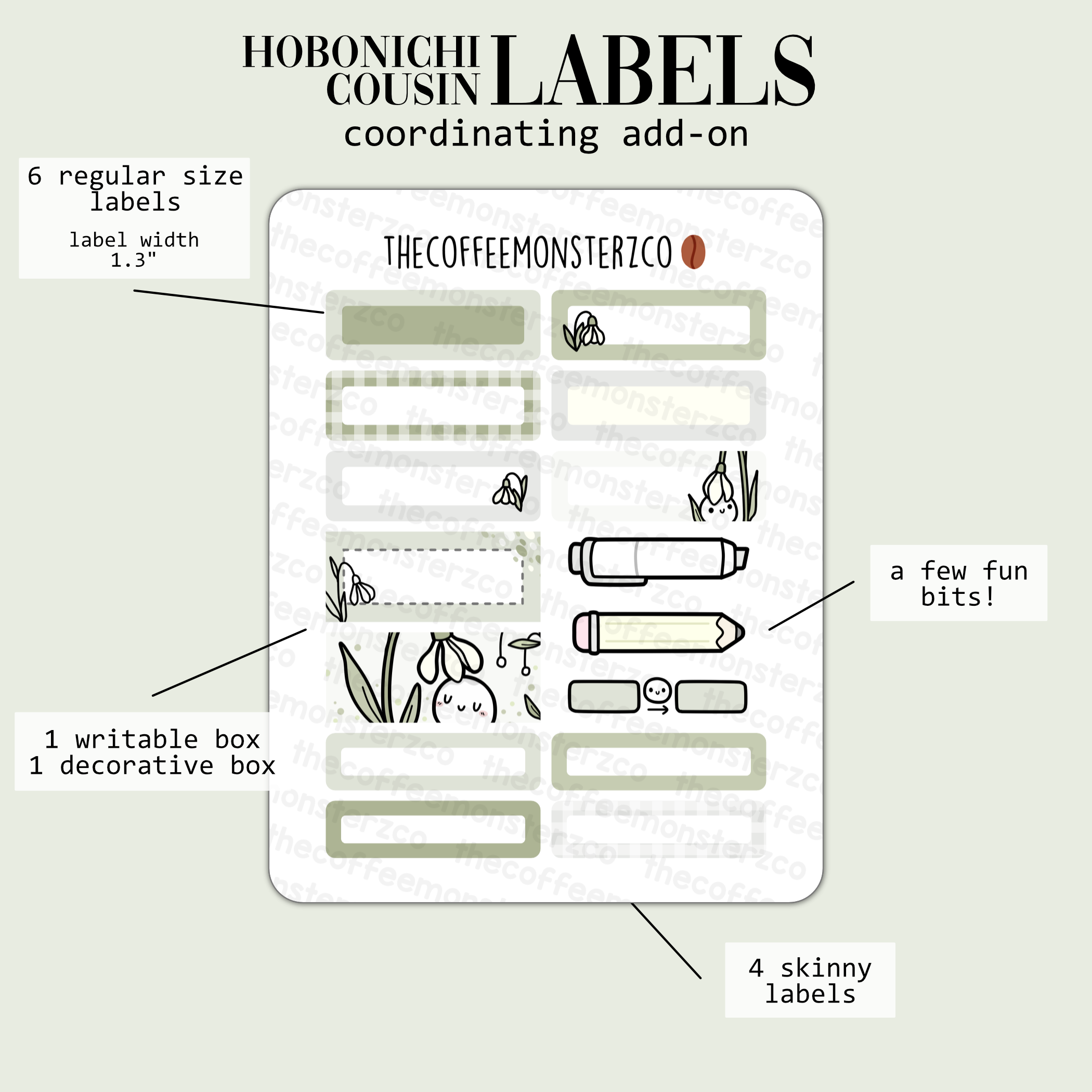 2024 Coordinating Add-ons - Hobonichi Cousin (1.30") Labels - Part 1