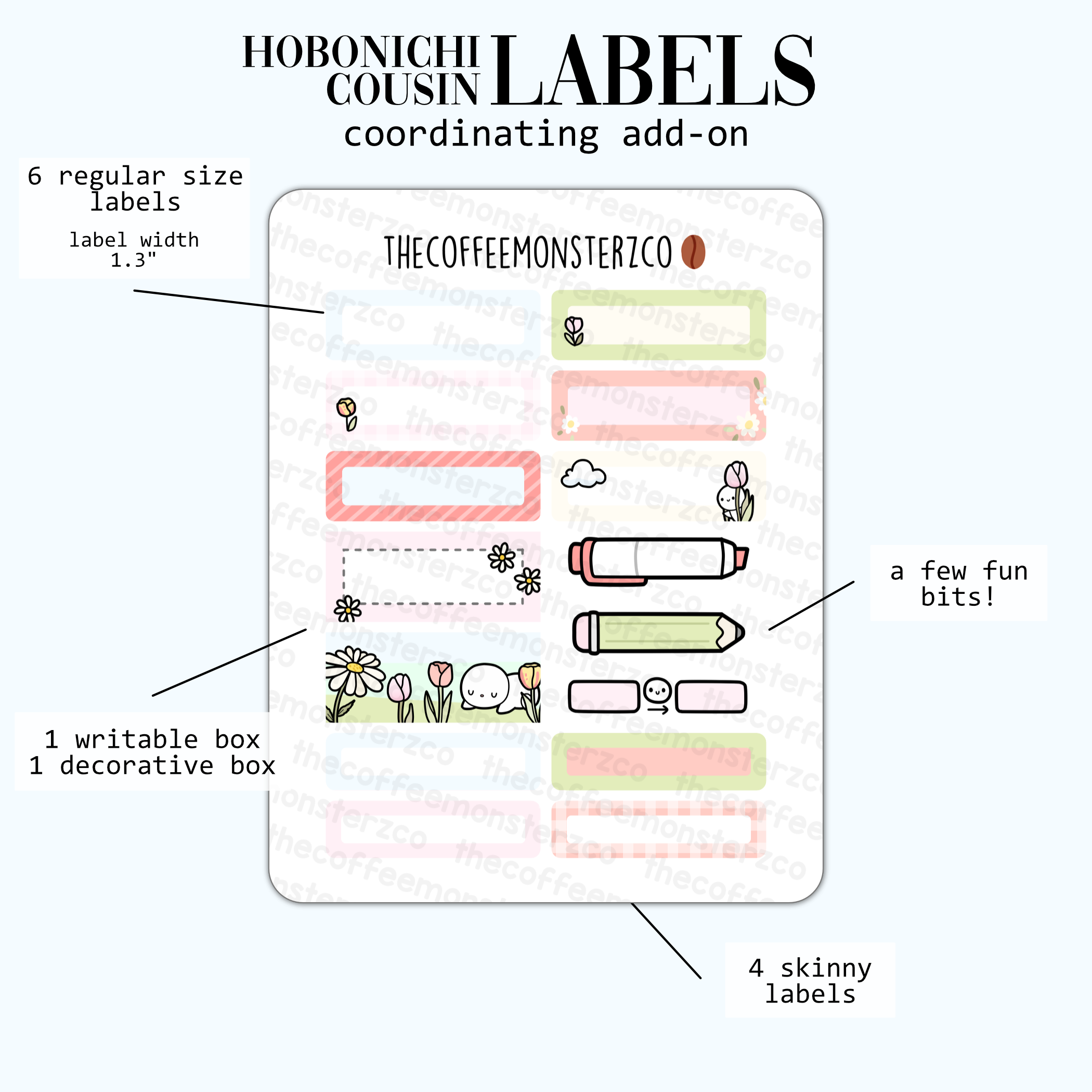 2024 Coordinating Add-ons - Hobonichi Cousin (1.30&quot;) Labels - Part 1