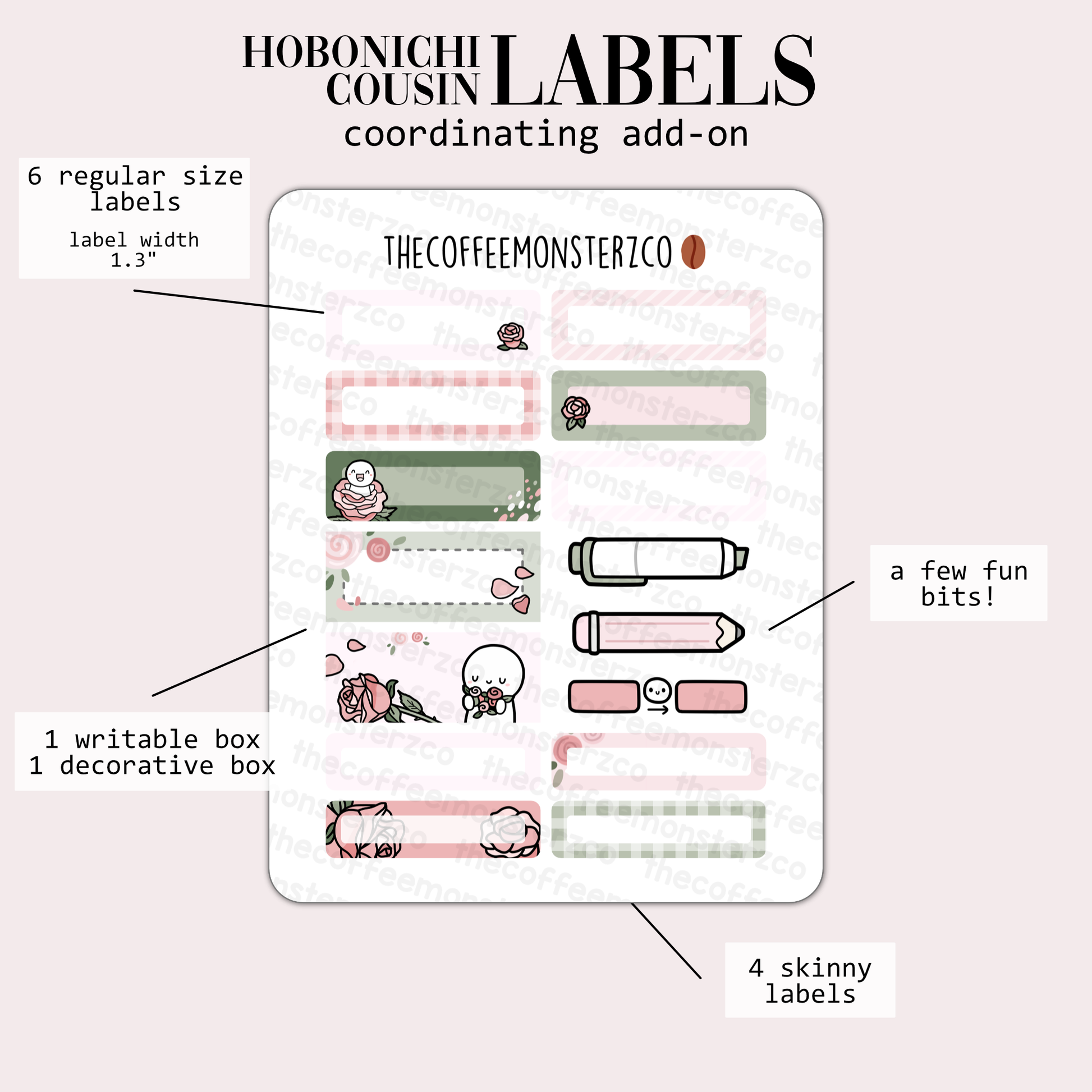 2024 Coordinating Add-ons - Hobonichi Cousin (1.30") Labels - Part 1