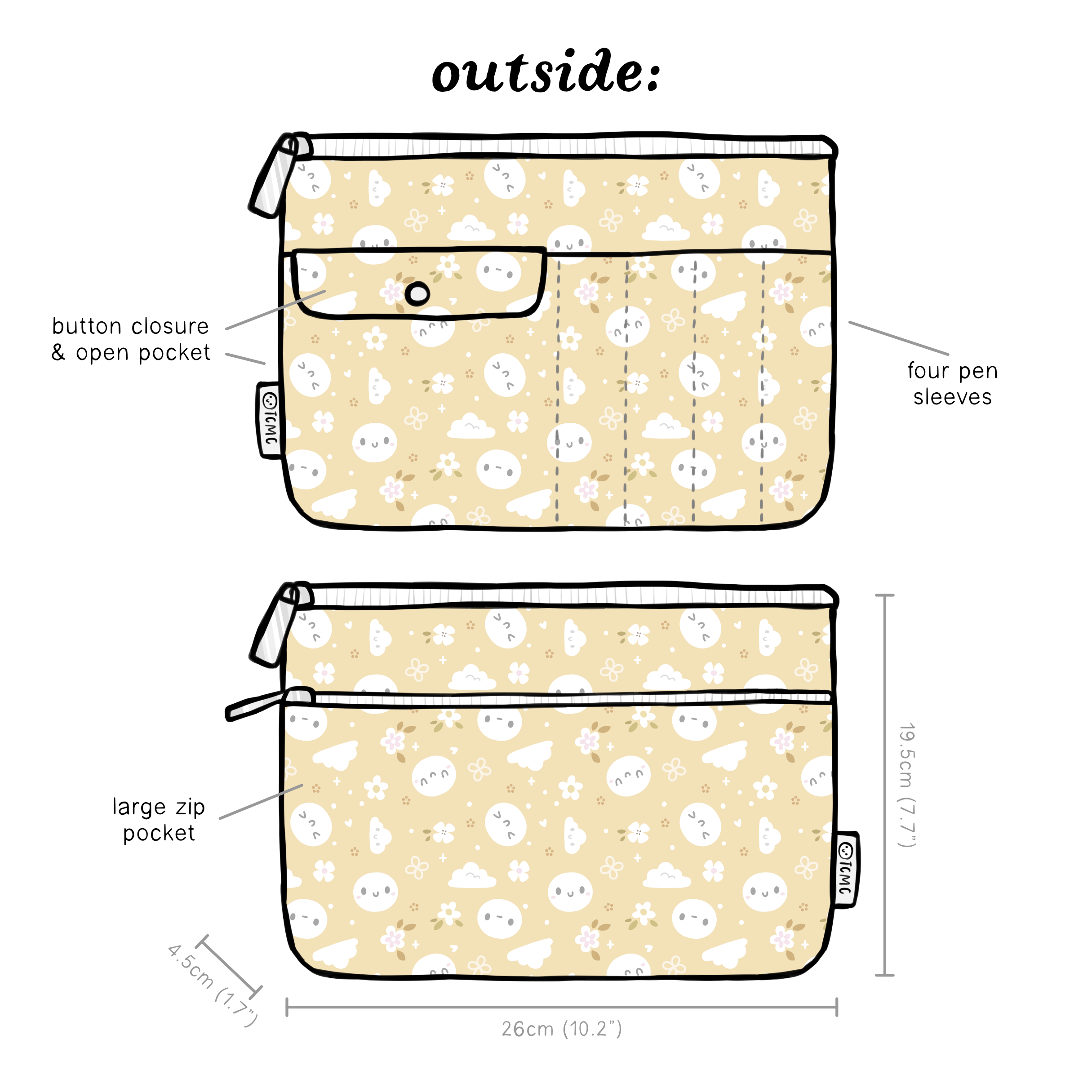 Honey - Wide Stationery Pouch