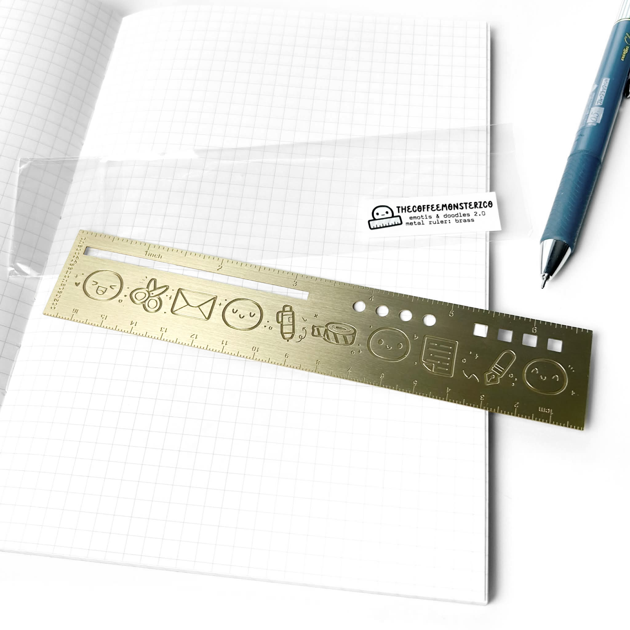 Brass Emotis & Doodles 2.0 - Emoti Metal Ruler