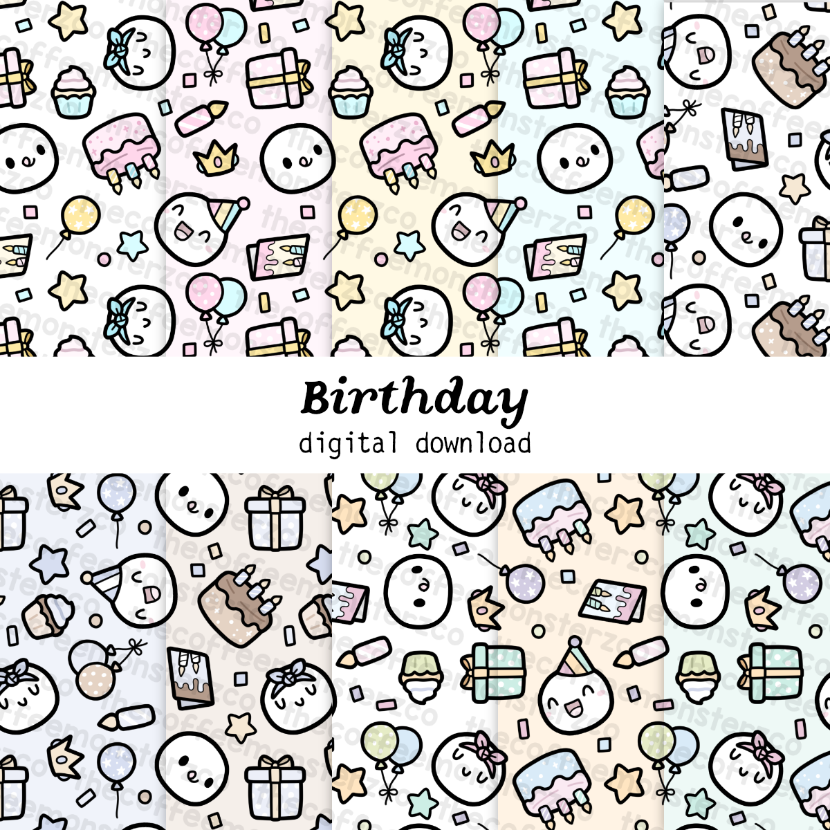 Birthday Paper Patterns (Digital File)